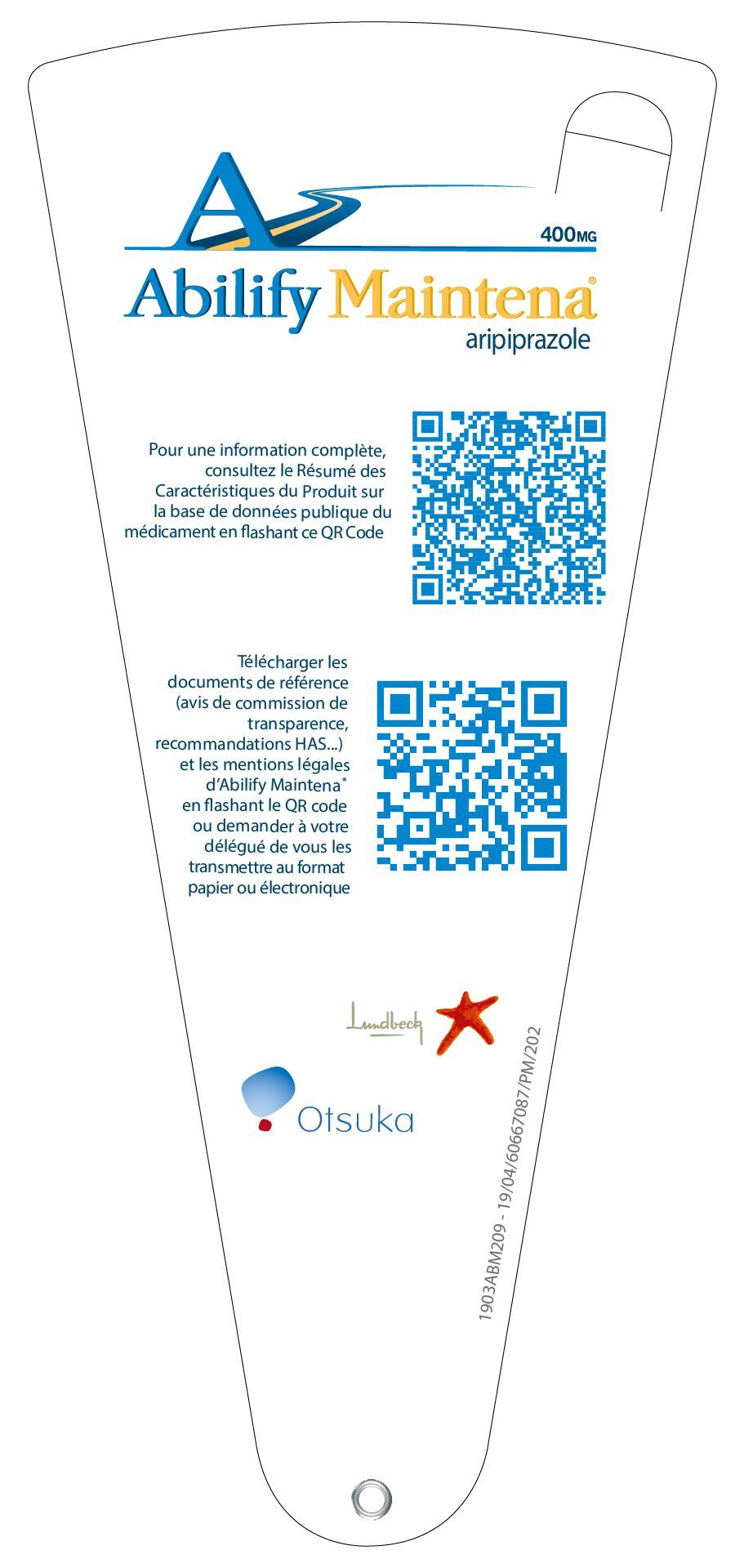 Éventail publicitaire personnalisé en carton pliable recyclable - médicale cerveau Abilify Maintena plié