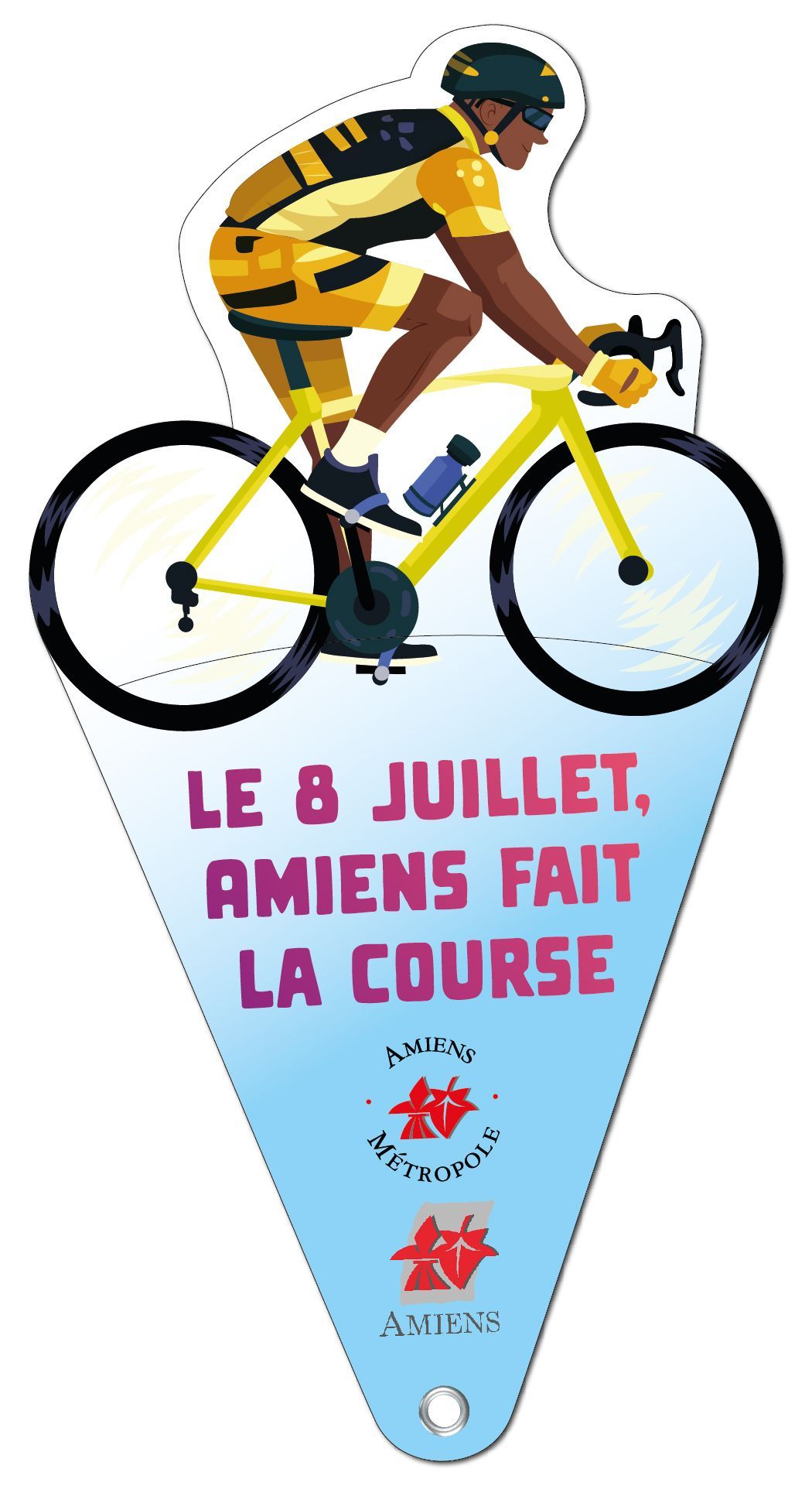 Éventail publicitaire personnalisé en carton pliable recyclable - Vélo courses cycliste Tour de France plié