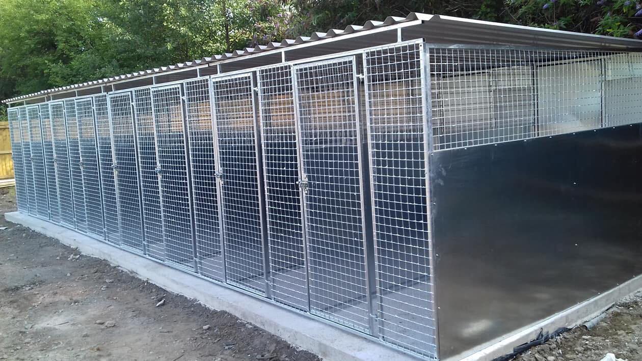 Galvanised dog run kennels