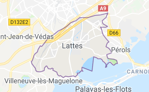 google map de la commune de Lattes 34970