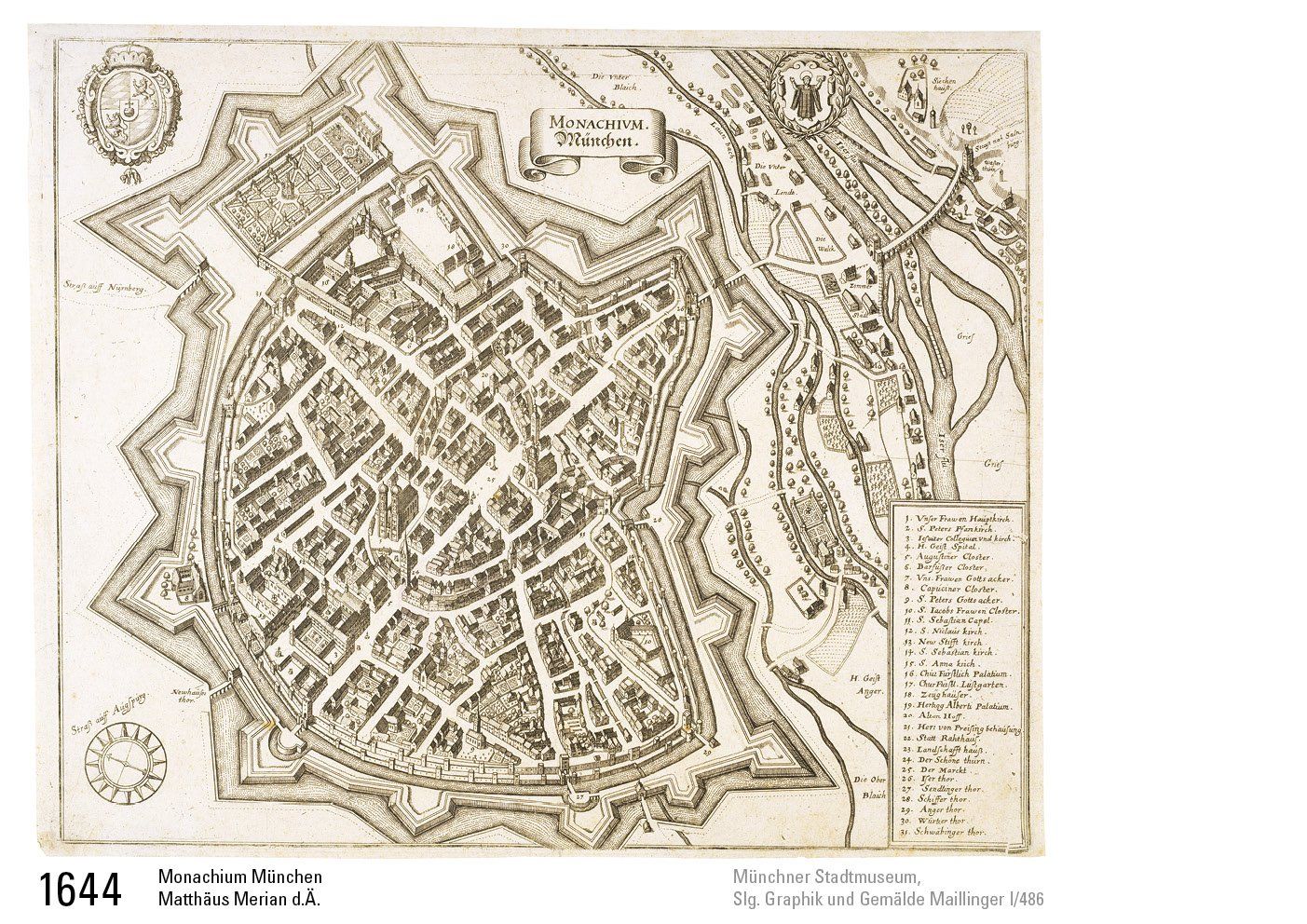 1644 Stadtplan München Matthäus Merian 1644 Stadtplan München Matthäus Merian