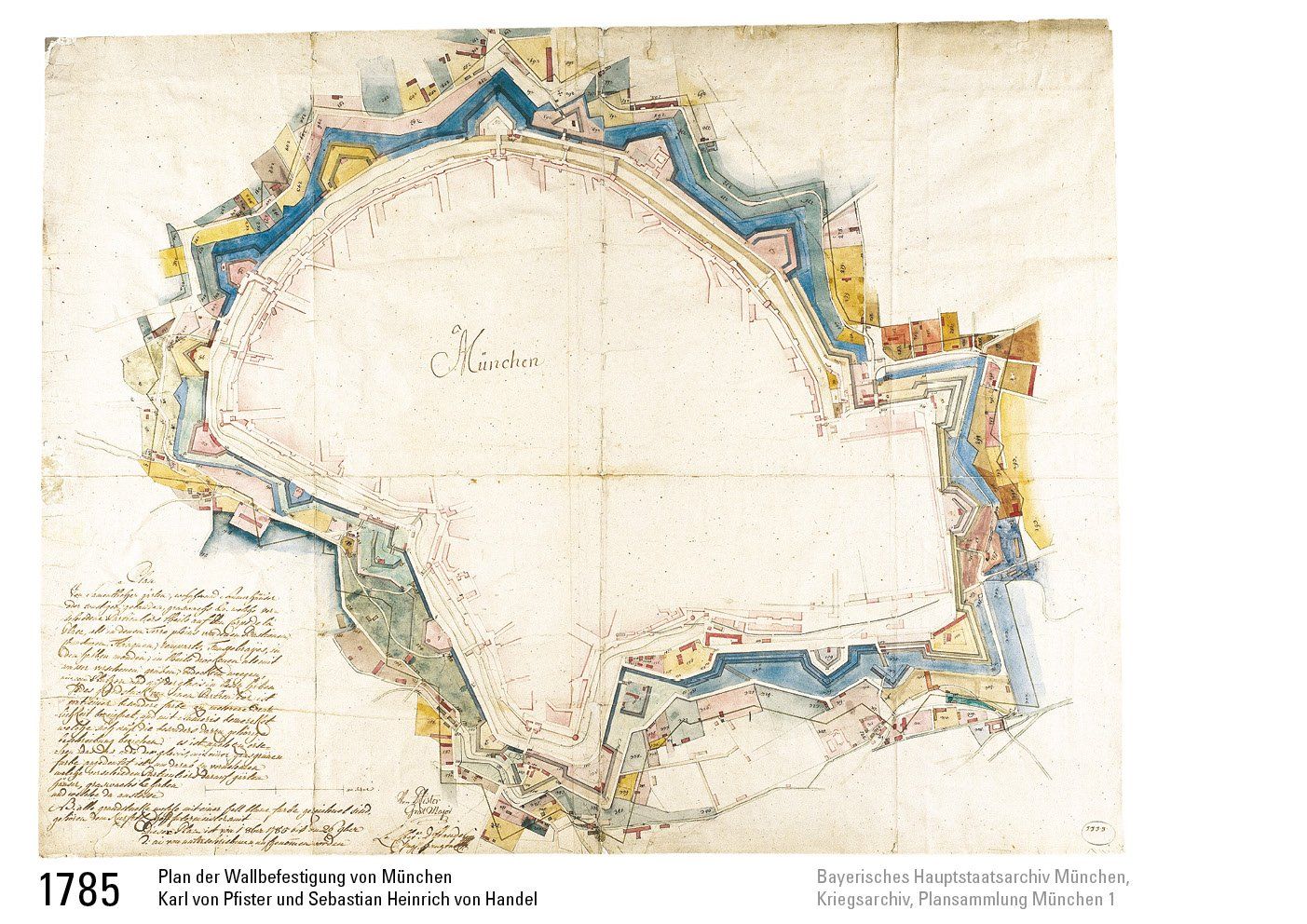1785 Stadtplan Plan der Wallbefestigung 1785 Stadtplan Plan der Wallbefestigung