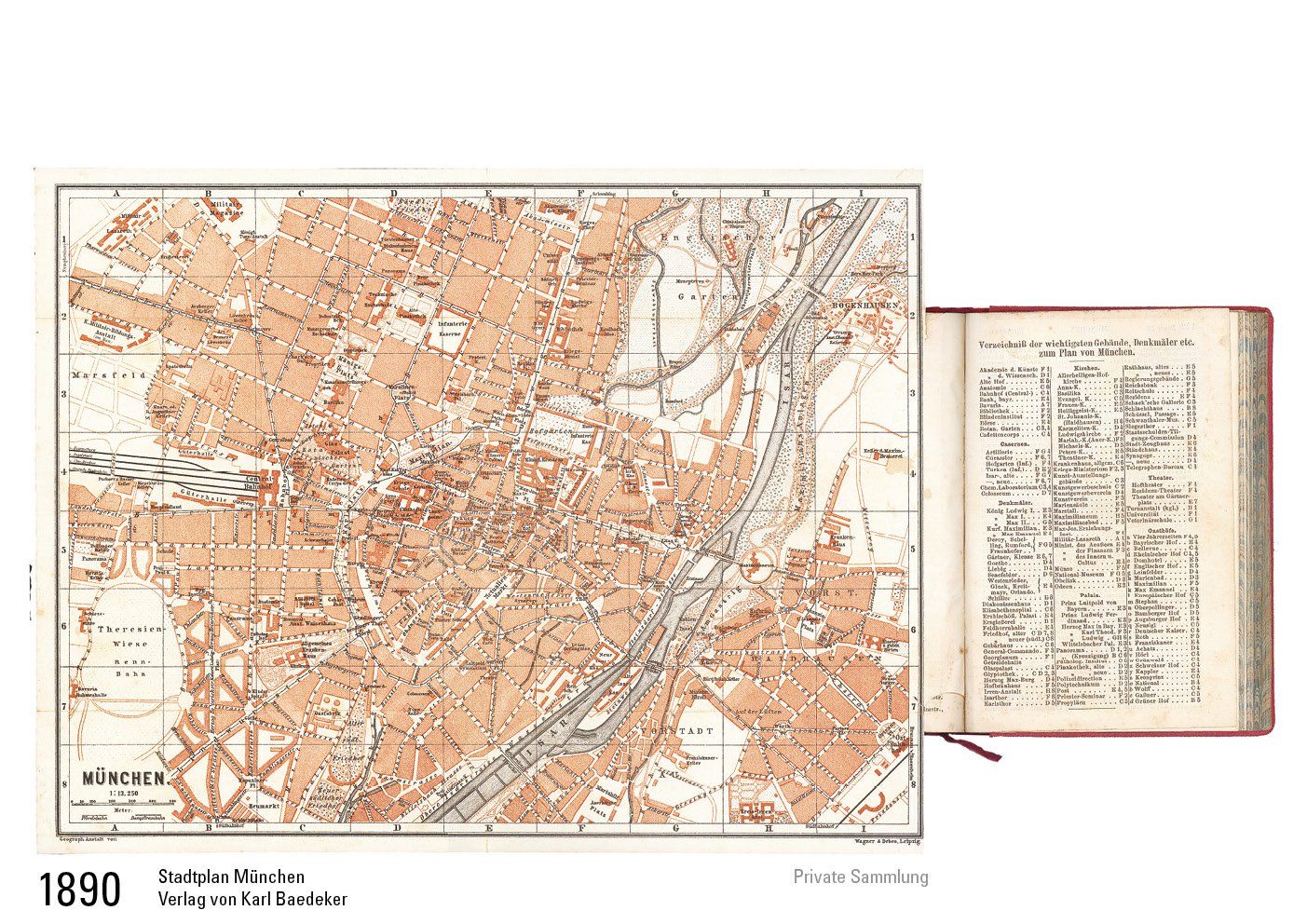1890 Baedeker Stadtplan München 1890 Baedeker Stadtplan München