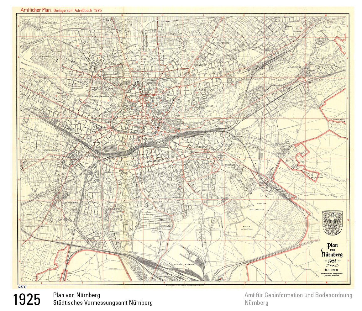1925 Stadtplan Nürnberg Vermessungsamt 1925 Stadtplan Nürnberg