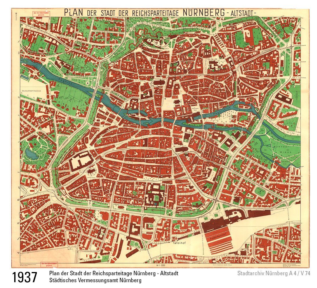 1937 Plan der Stadt der Reichsparteitage Nürnberg-Altstadt Stadtarchiv Nürnberg 1937 Plan der Stadt der Reichsparteitage Nürnberg-Altstadt