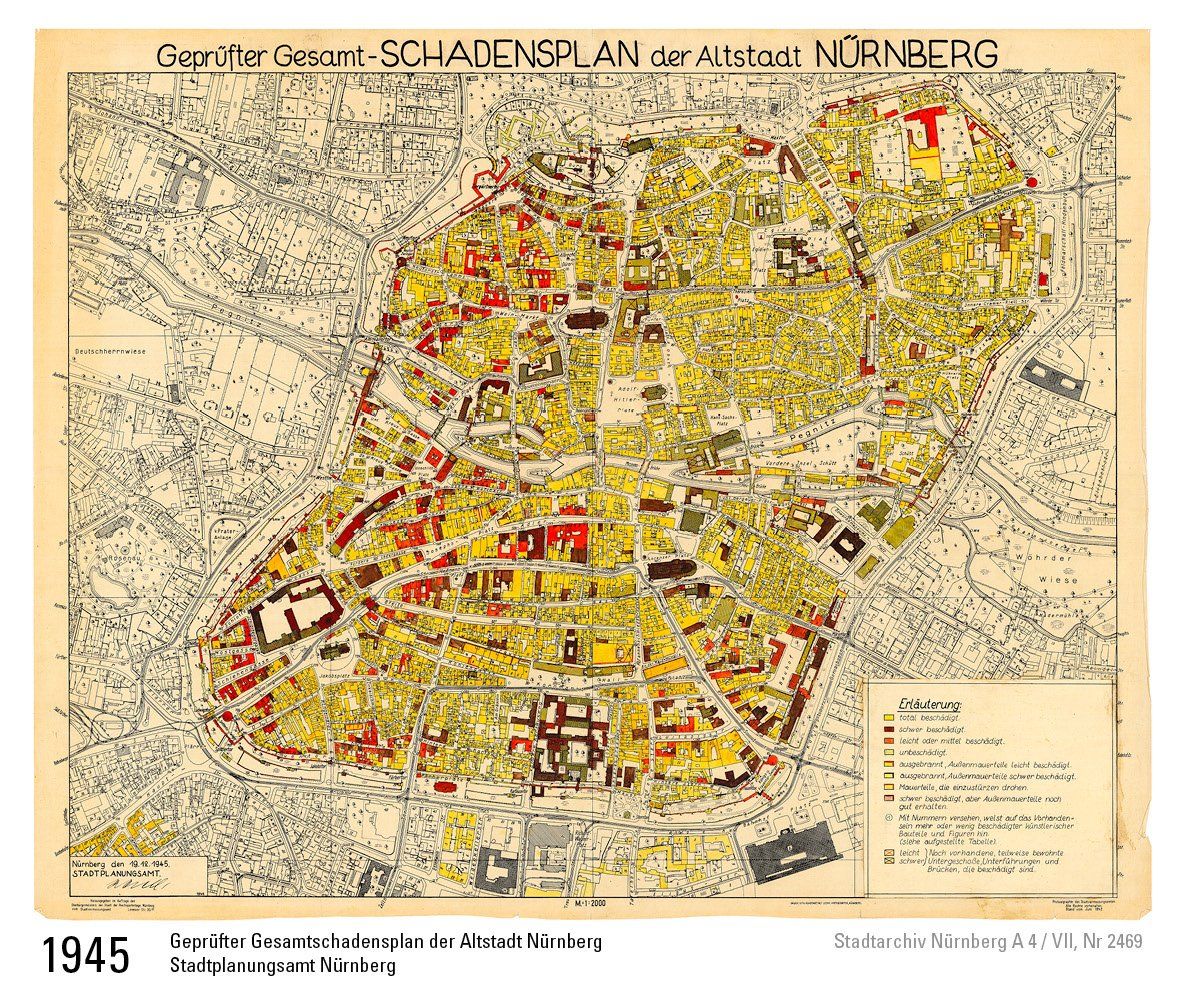 1945 Gesamtschadensplan Altstadt Nürnberg Stadtarchiv Nürnberg 1945 Gesamtschadensplan Altstadt Nürnberg