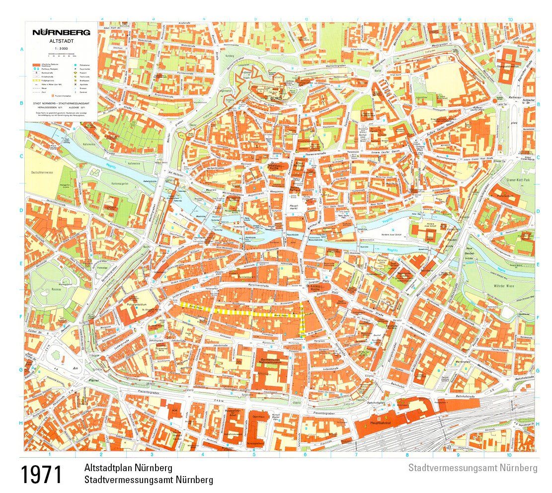 1971 Altstadtplan Nürnberg Stadtvermessungsamt Nürnberg 1971 Altstadtplan Nürnberg