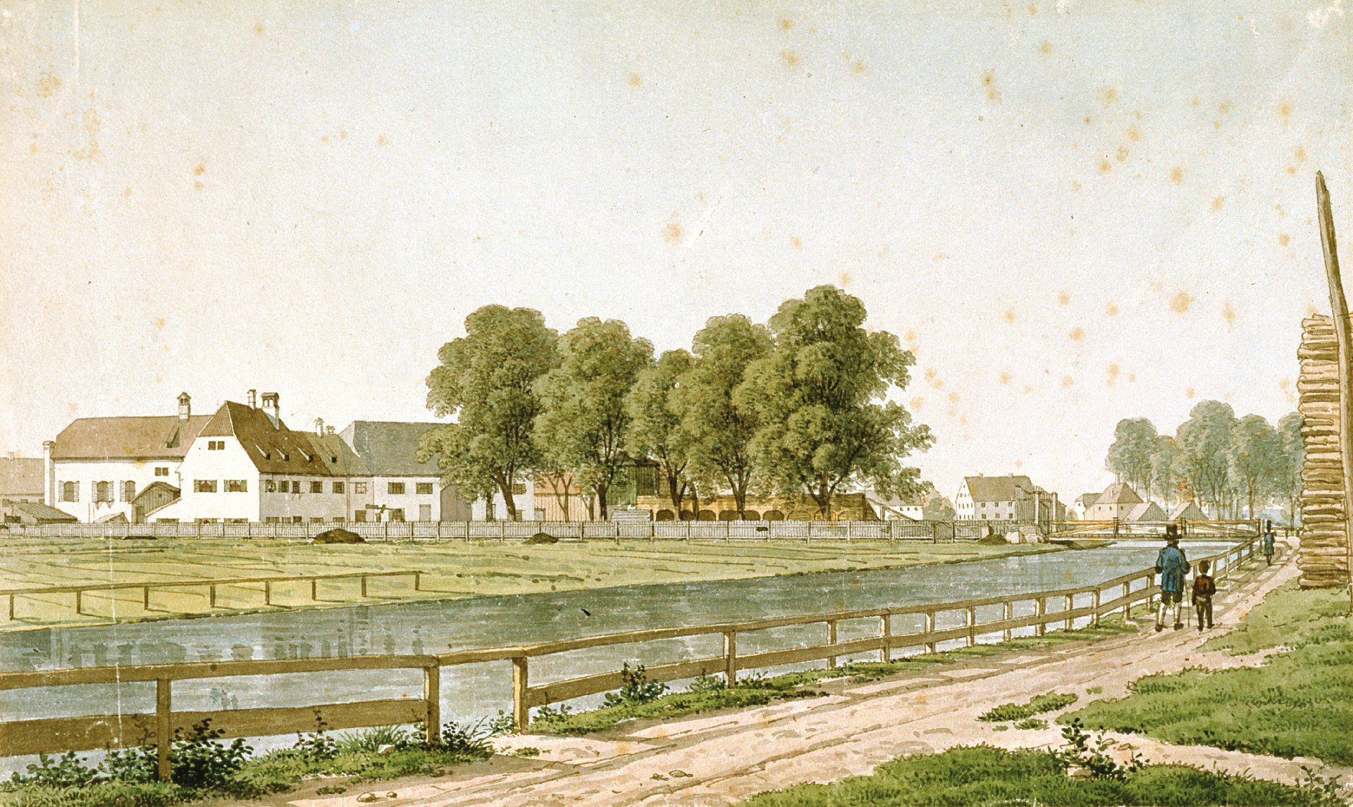 Pesenbach in der Isarvorstadt, links die Gaststätte Pechgarten