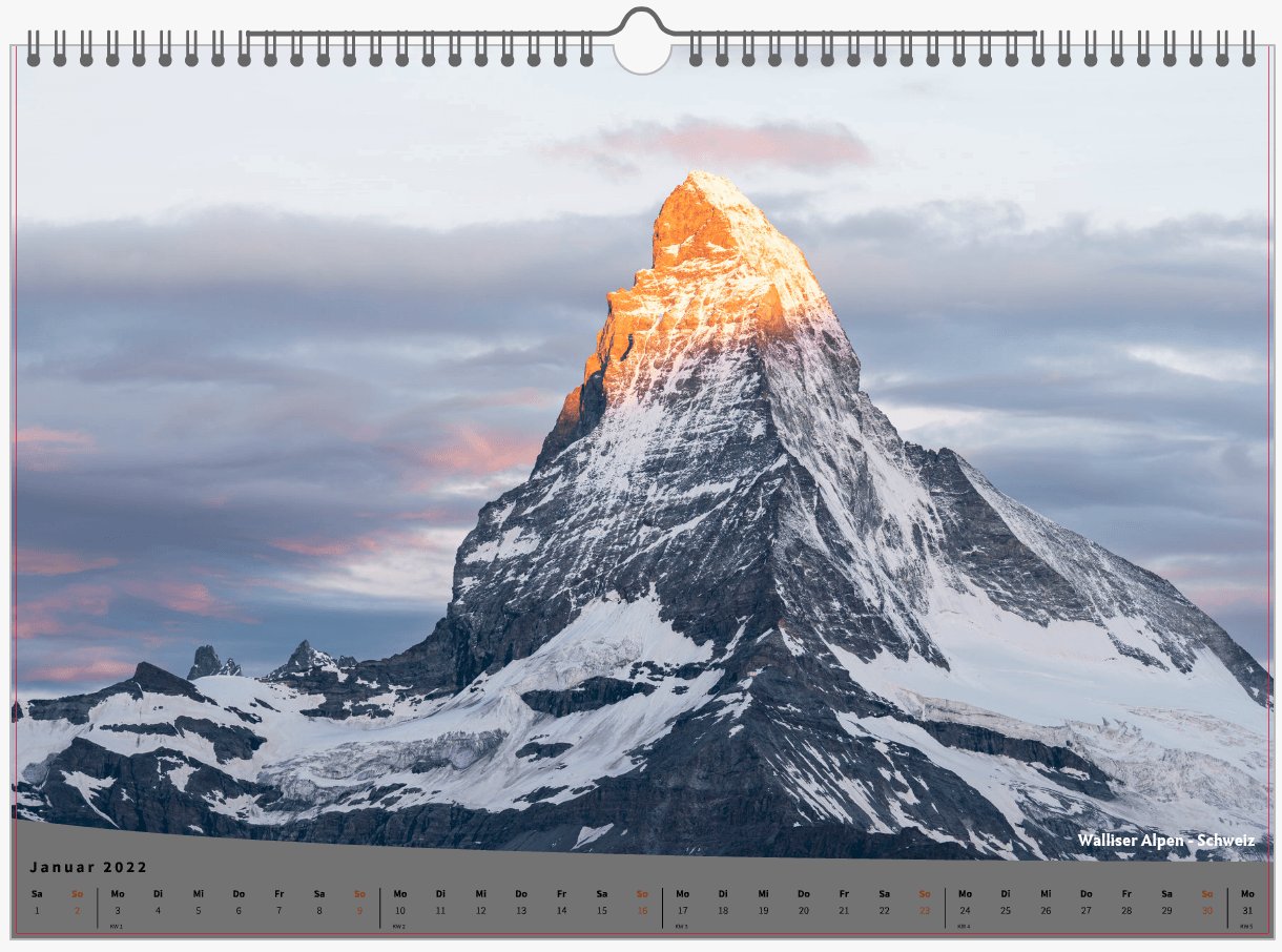 Das Matterhorn in Zermatt mit glühender Spitze