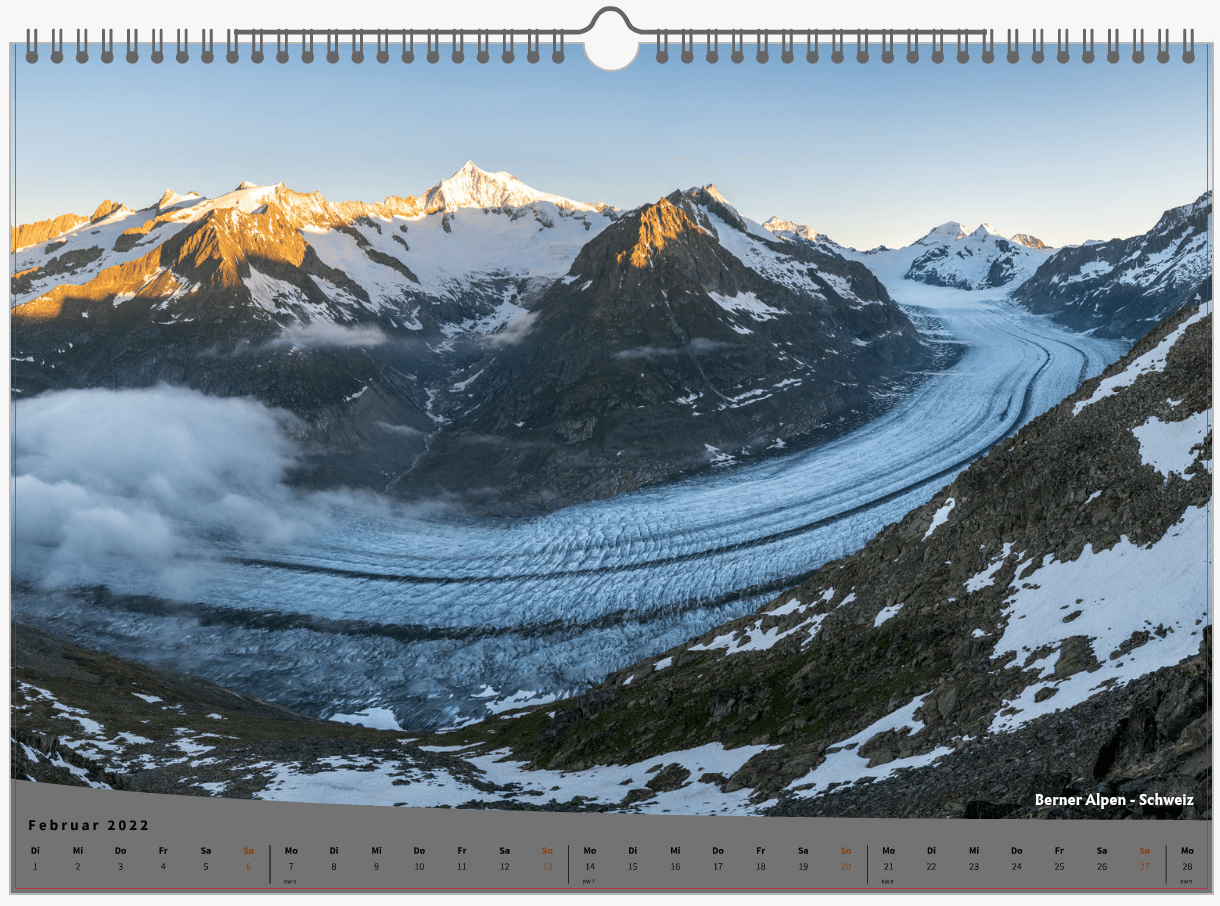 Panoramafoto des Aletschgletschers in der Schweiz