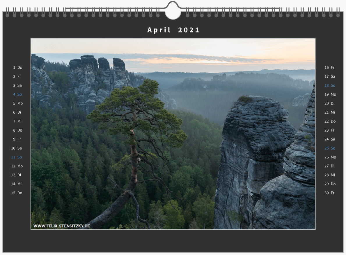 Fotokalender mit Bild aus der Sächsischen Schweiz