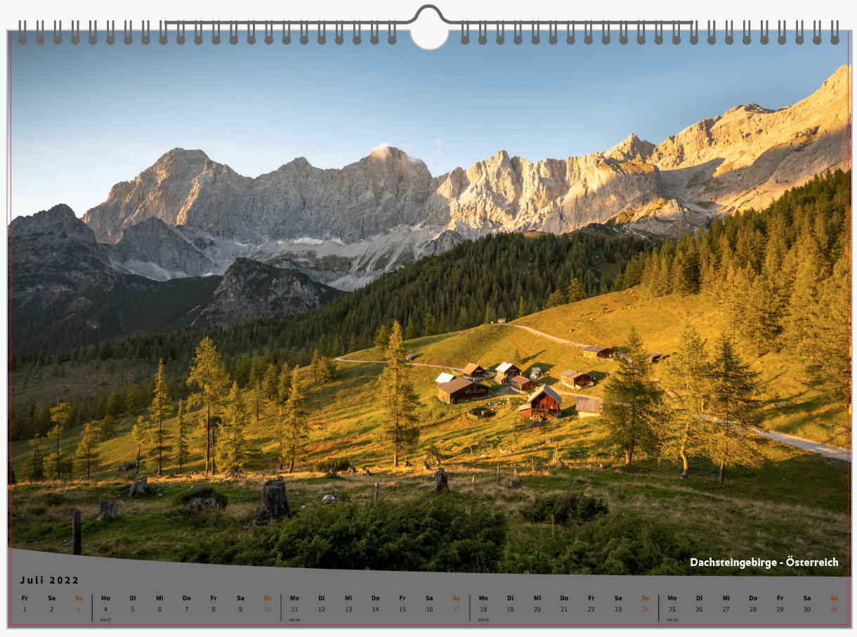 Fotokalender -Juli- Dachsteingebirge- Die Alpen 2022