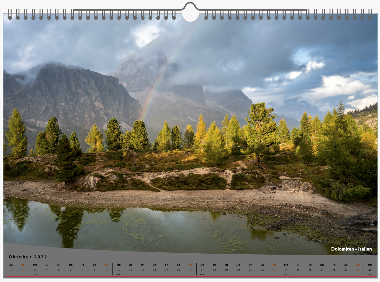 Fotokalender -Oktober- Dolomiten - Die Alpen 2022