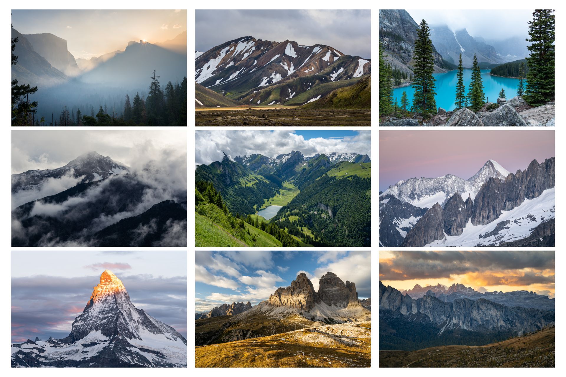 Vorschaubild Bildergalerie Berge mit 3x3 Bildern von Bergen