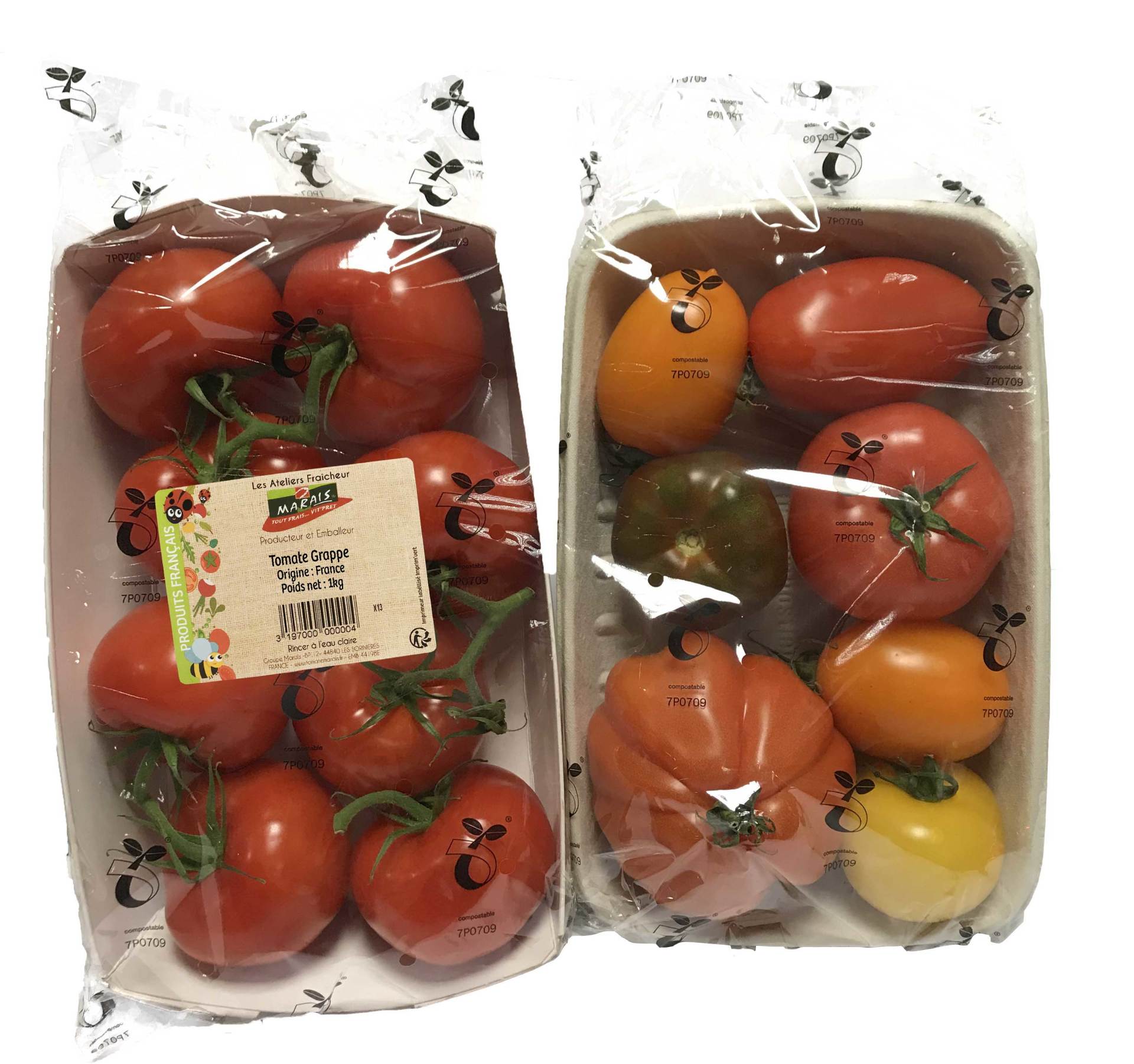 Barquette de tomate avec notre film compostable