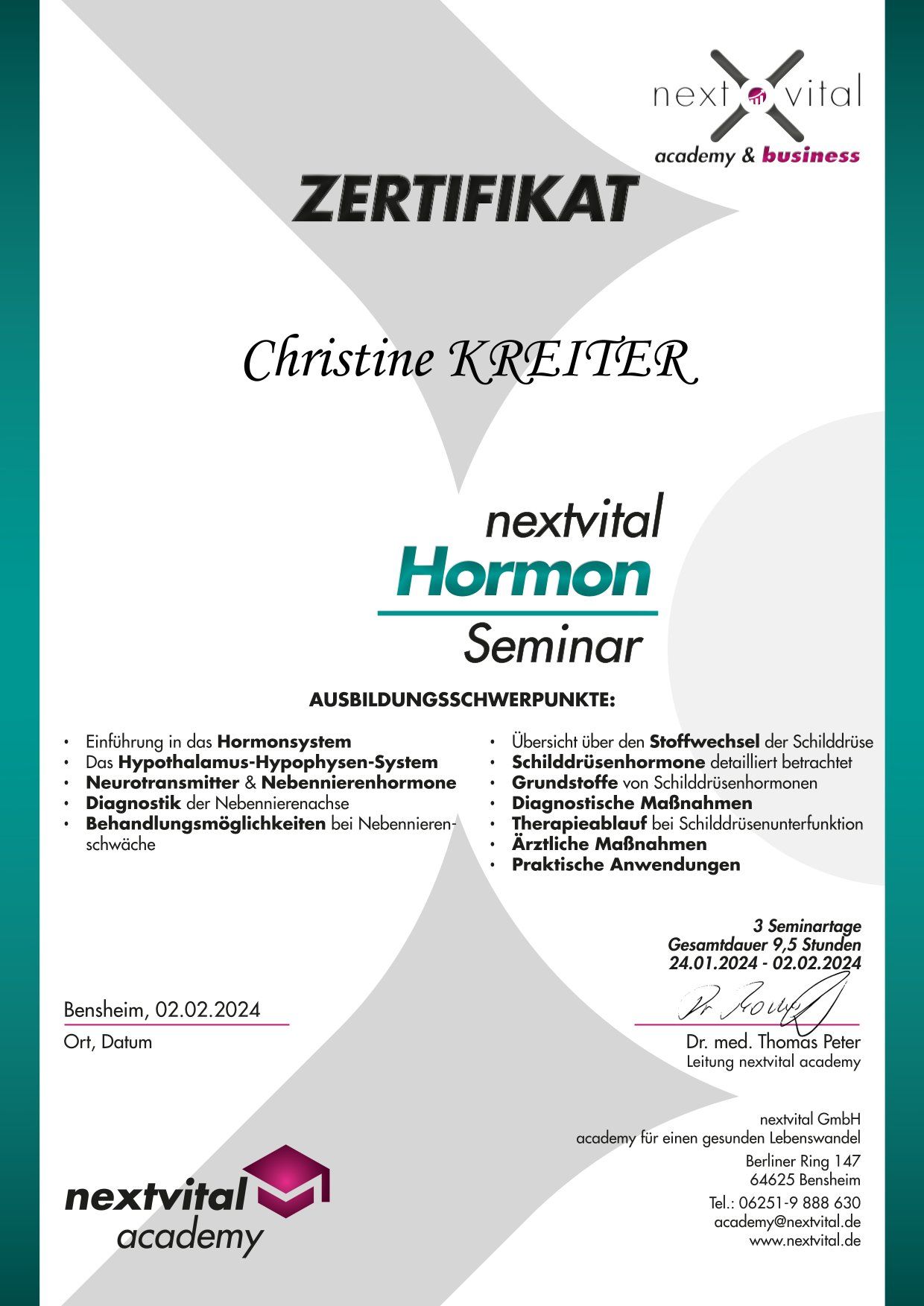 Zertifikat Hormonberater Zertifikat Hormonberater
Nextvital Academy