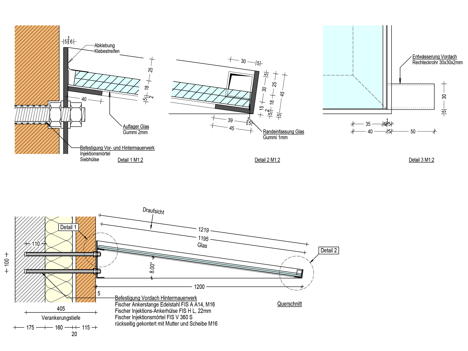 Vordach Detailplanung