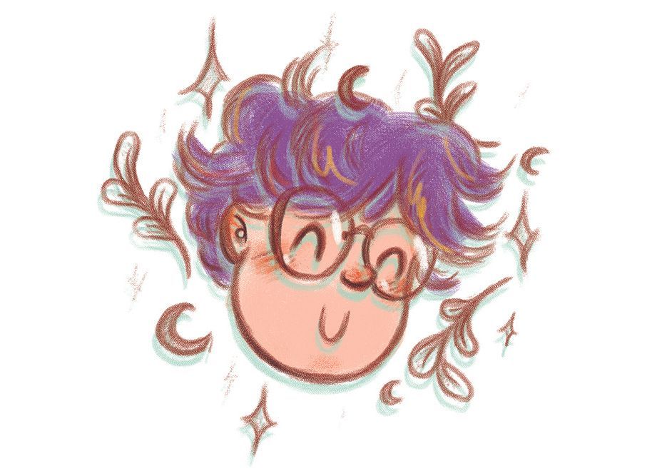 Avatar dessiné de l'auteurice Kelig Avatar dessiné en couleurs : la tête d'une personne blanche aux courts cheveux violets et portant des lunettes de vue. Le dessin est entouré de quelques feuilles, lunes et étoiles marron.