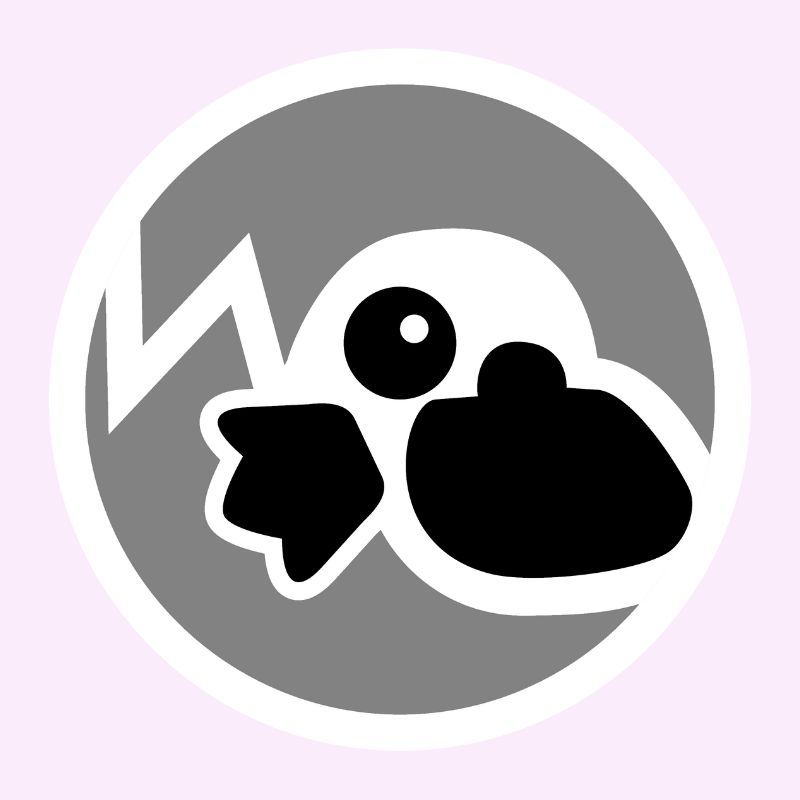 Sur un fond violet pâle, on voit une pastille grise aux contours blancs représentant un oeuf en train d’éclore, dont l’oiseau (un ornithorynque ?) sort la tête.