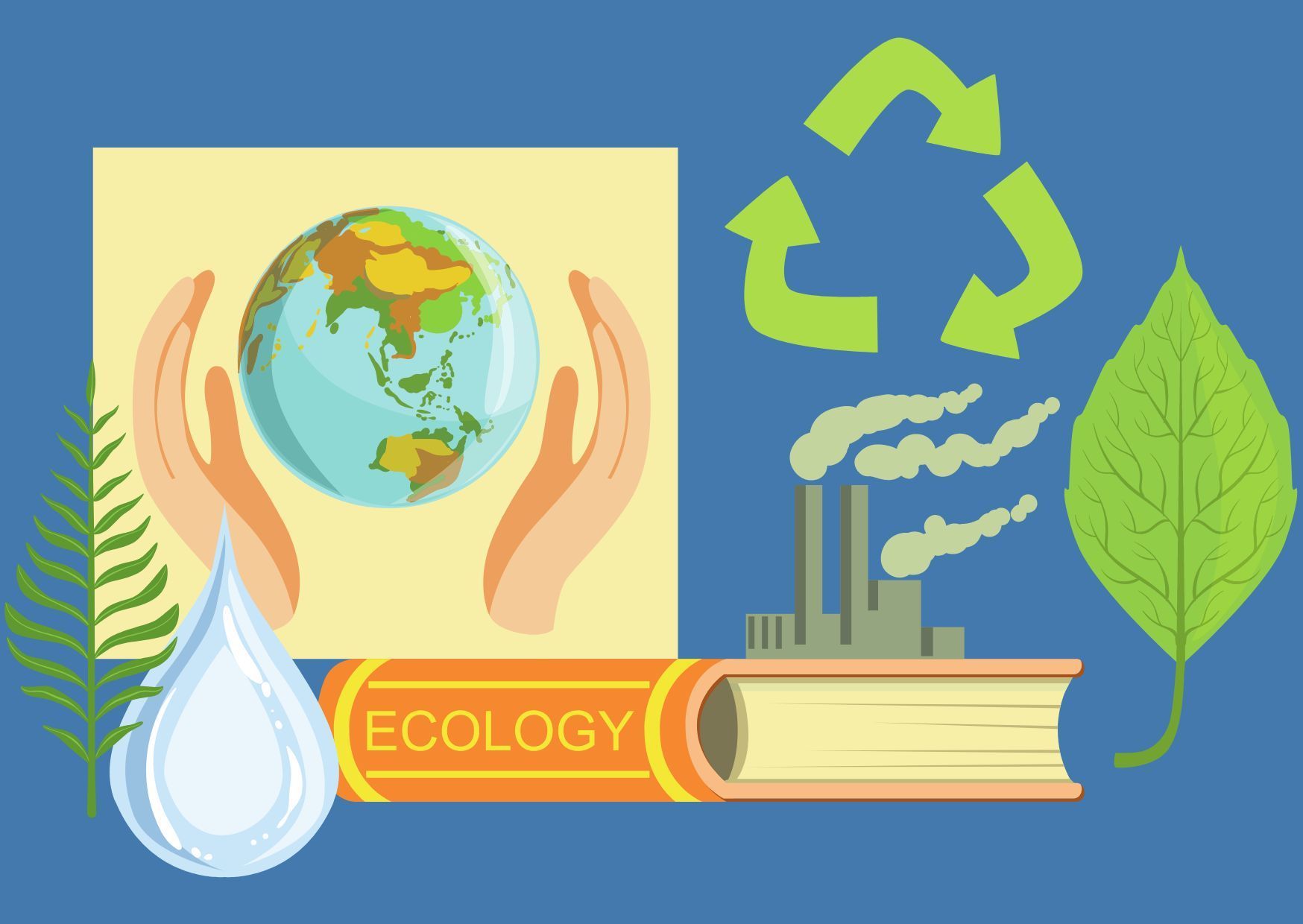 Visuel avec des illustrations prenant en compte l'édition responsable au niveau écologique du livre