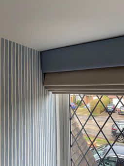Bespoke Roman blind with pelmet Bespoke roman blinds, bespoke pelmets, cascade blinds, recess roman blind