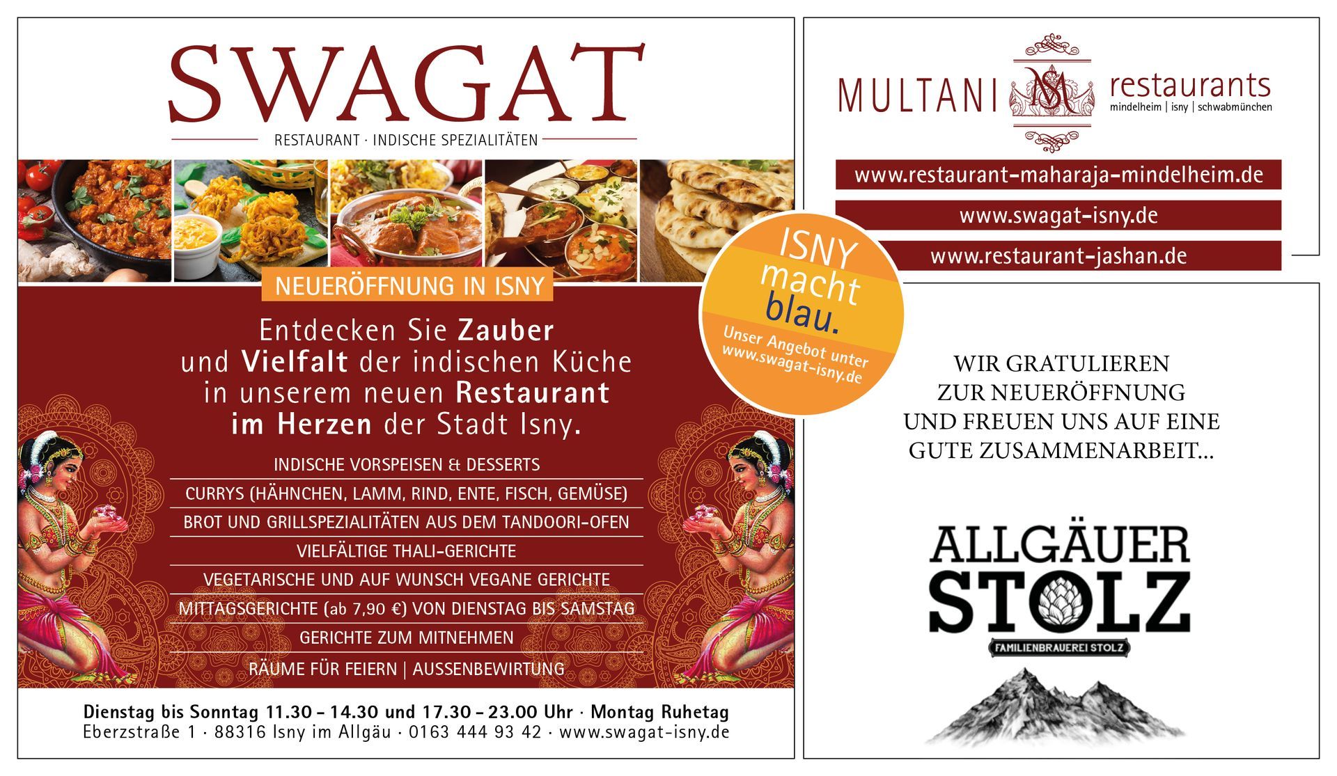 aktuelle Zeitungsanzeige Swagat Isny