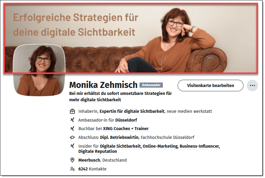 Nutze das Titelbild deines Profils als Marketinginstrument. Nutze das Titelbild deines Profils als Marketinginstrument.