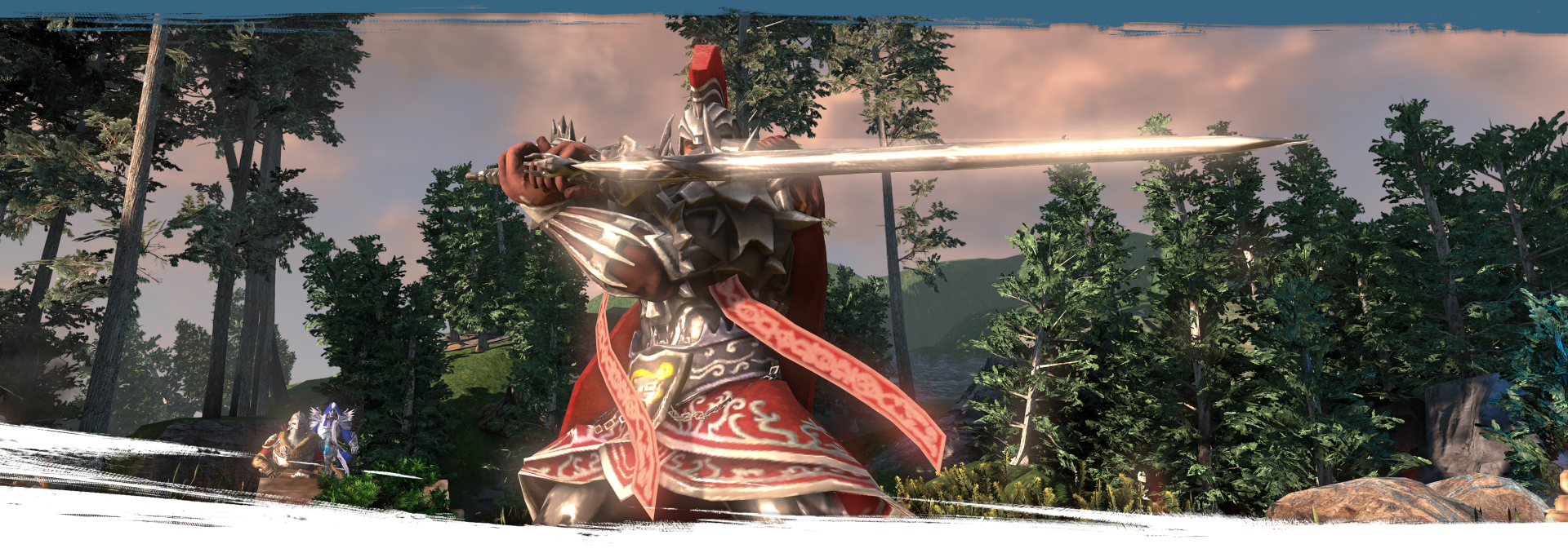 A warrior in combat pose.