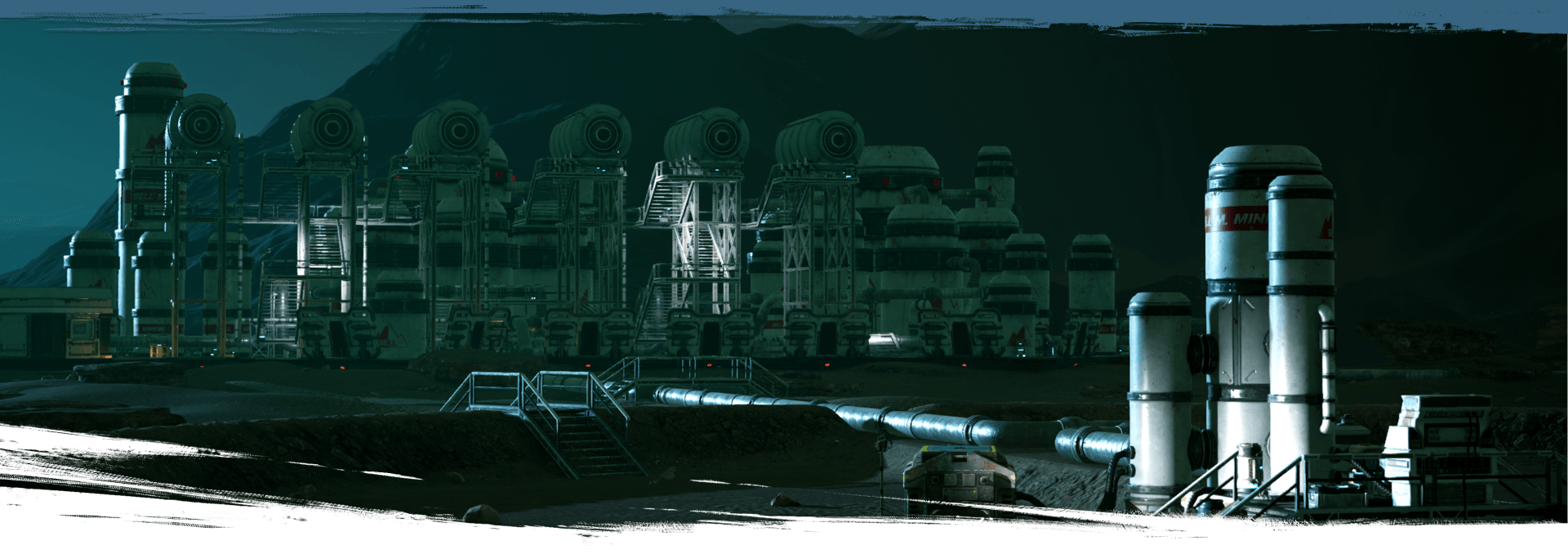 a refinery in a mars landscape