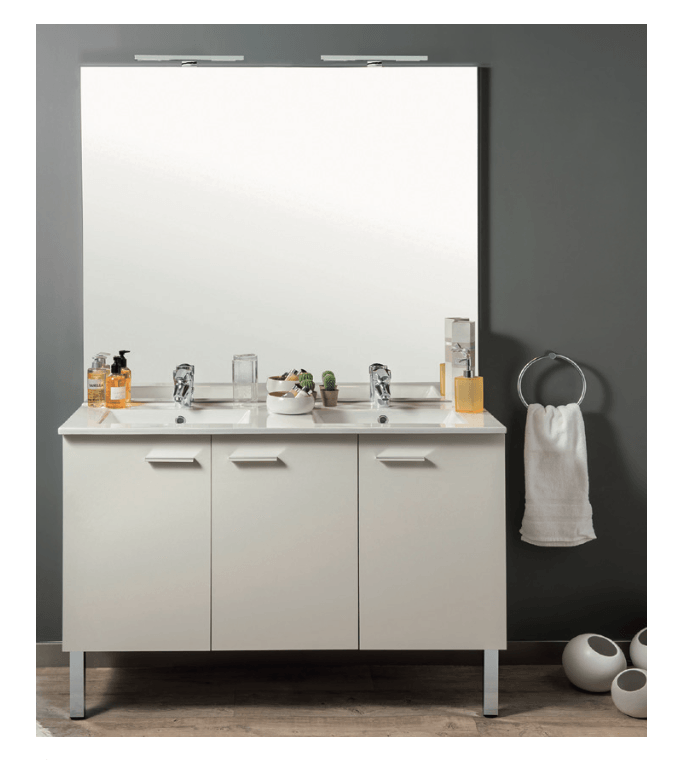 Meuble de salle de bains 2 éviers sur-mesure, meuble de salle de bains laqué - Vilame Menuiserie