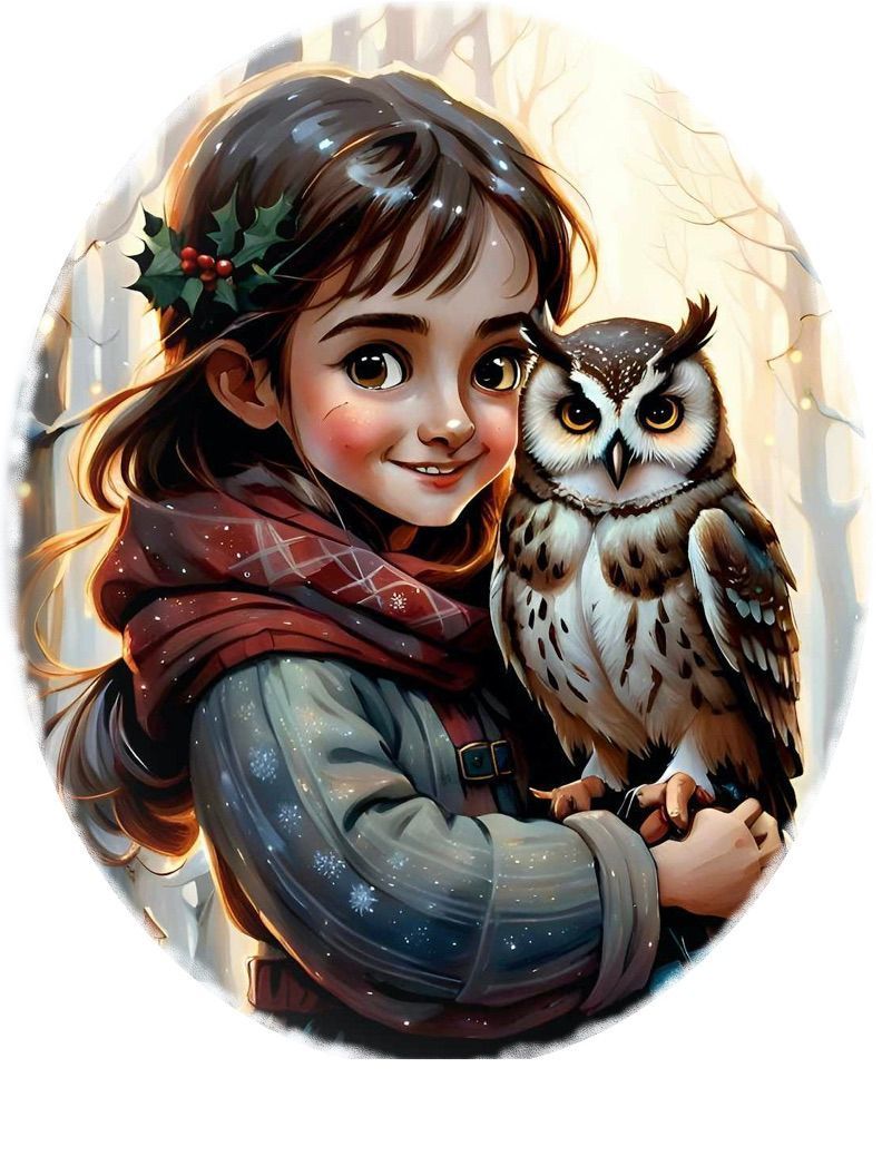 Young girl holding her pet owl