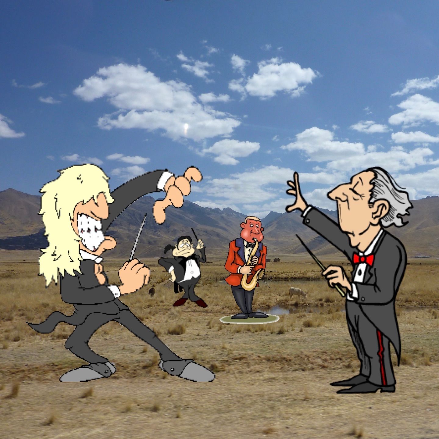 Three conductors and one saxophone