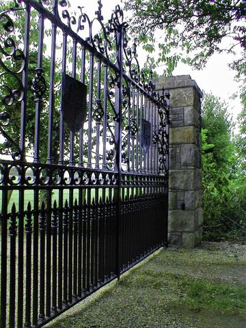 These classic heritage estate entrance gates were complimented with heraldic monogram shields. Heritage Estate Entrance Gates
