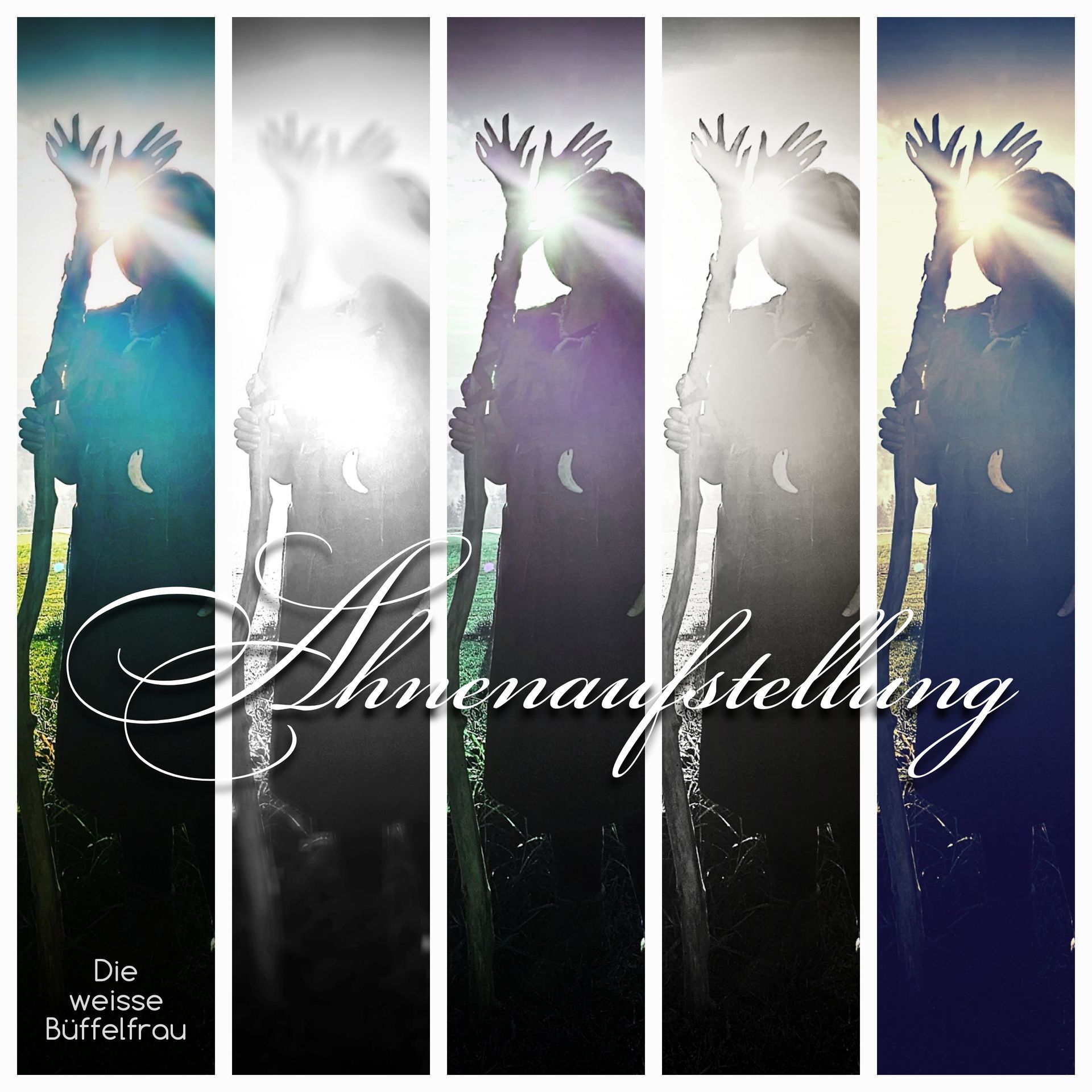 Ahnenaufstellung: Seelenanteile einer Person, nebeneinander gestellt, Magierin mit Zauberstab und Zahnamulett