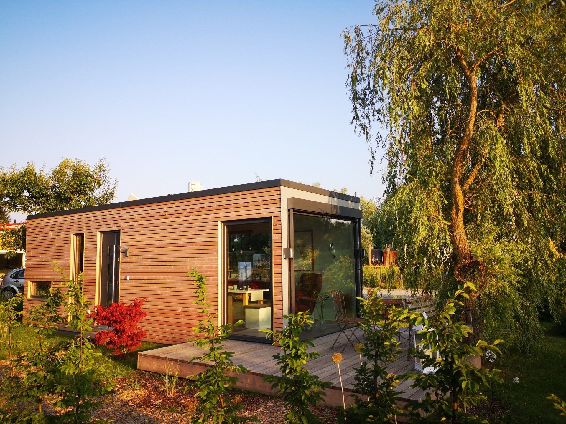 Der Garten vor unserem QUBE fängt an zu blühen.