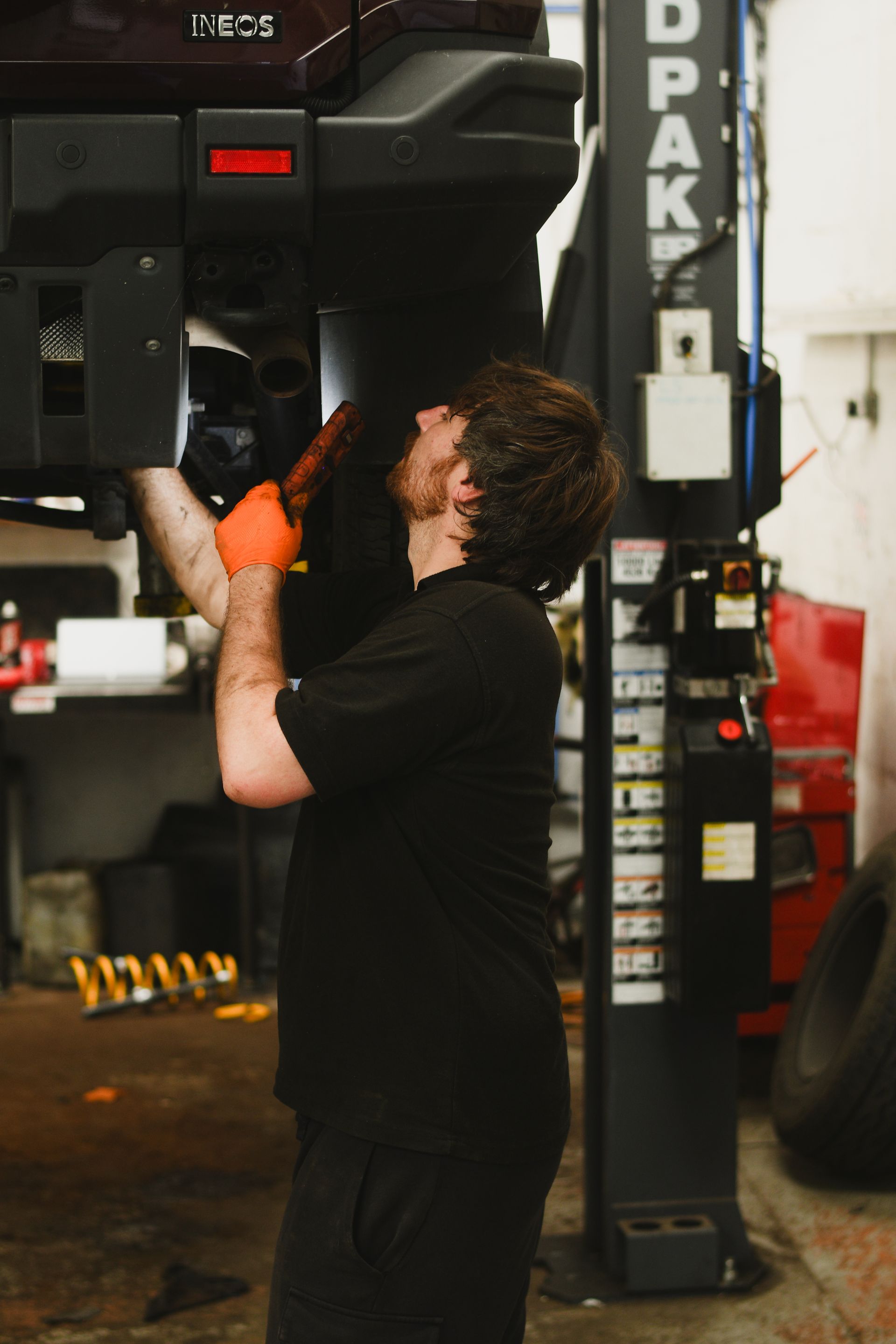 Technician at Keith Gotts inspecting an INEOS Grenadier