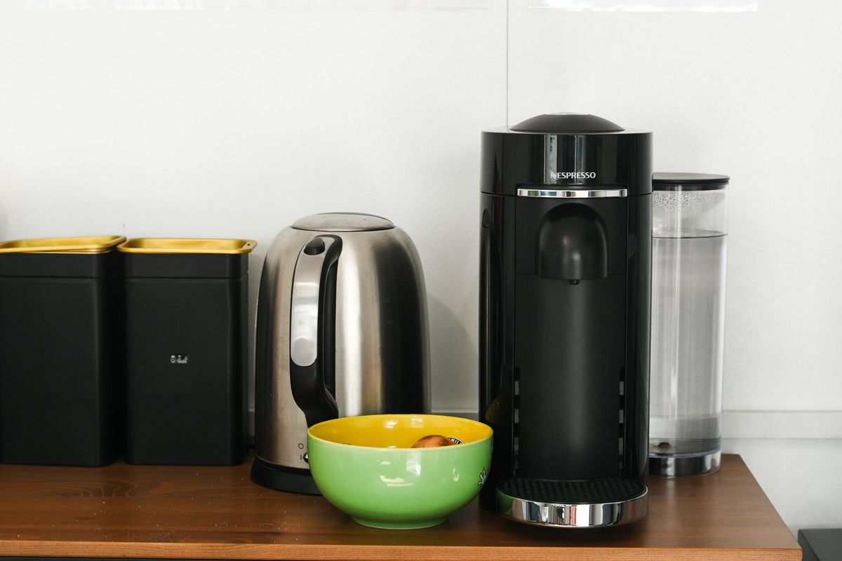 Close-up of coffee machine inside the waiting room at Keith Gotts