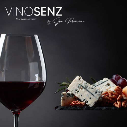 Weinglas mit Rotwein und eine Auswahl an verschiedenen Käsesorten