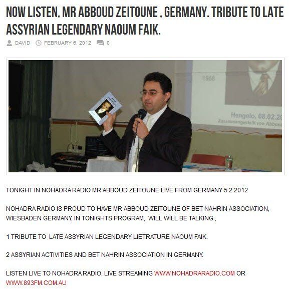 Nohadra Radio Interview - Sydney 05.02.2012