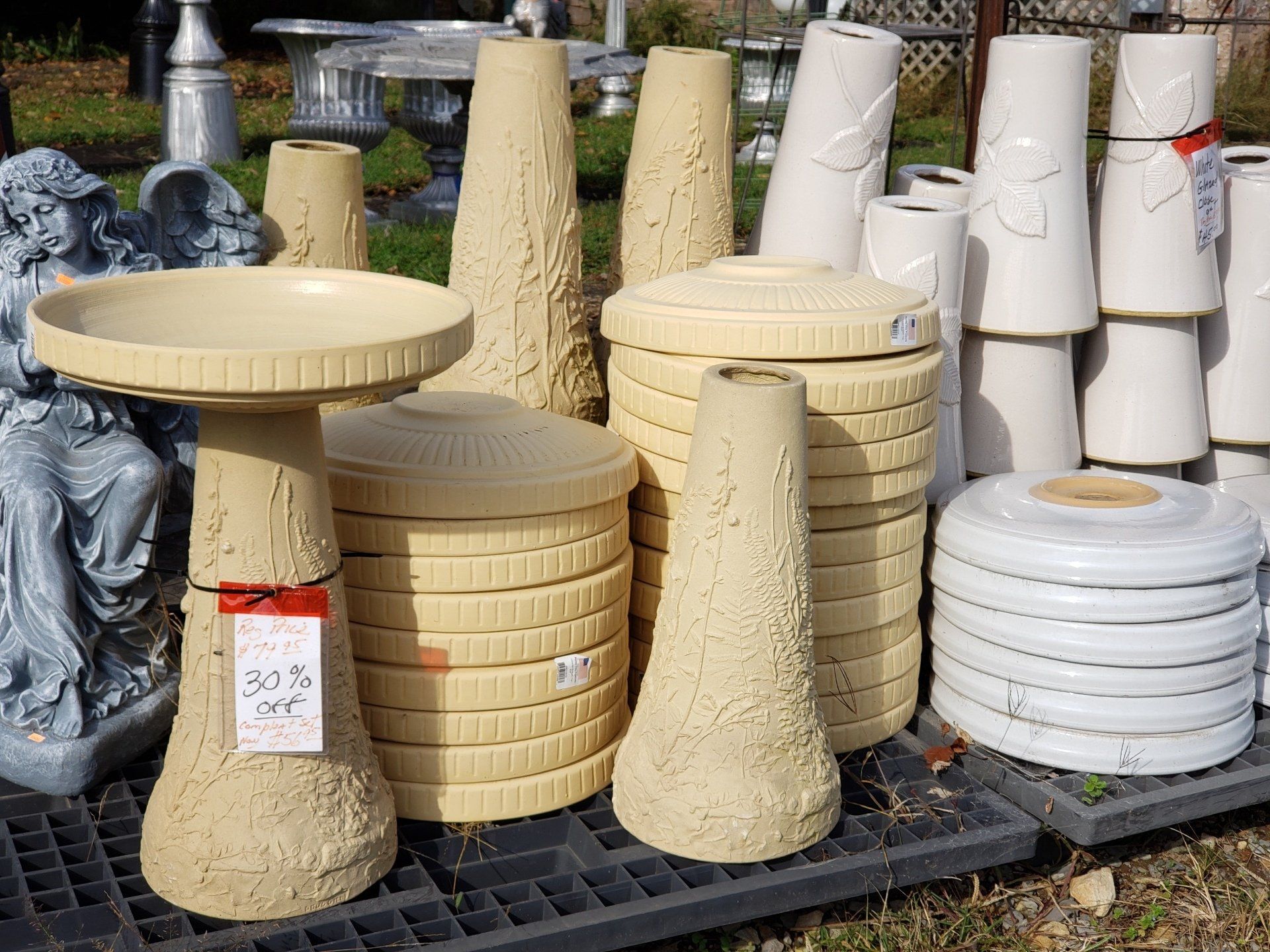 clay bird baths pedestals gazing balls concrete bird baths