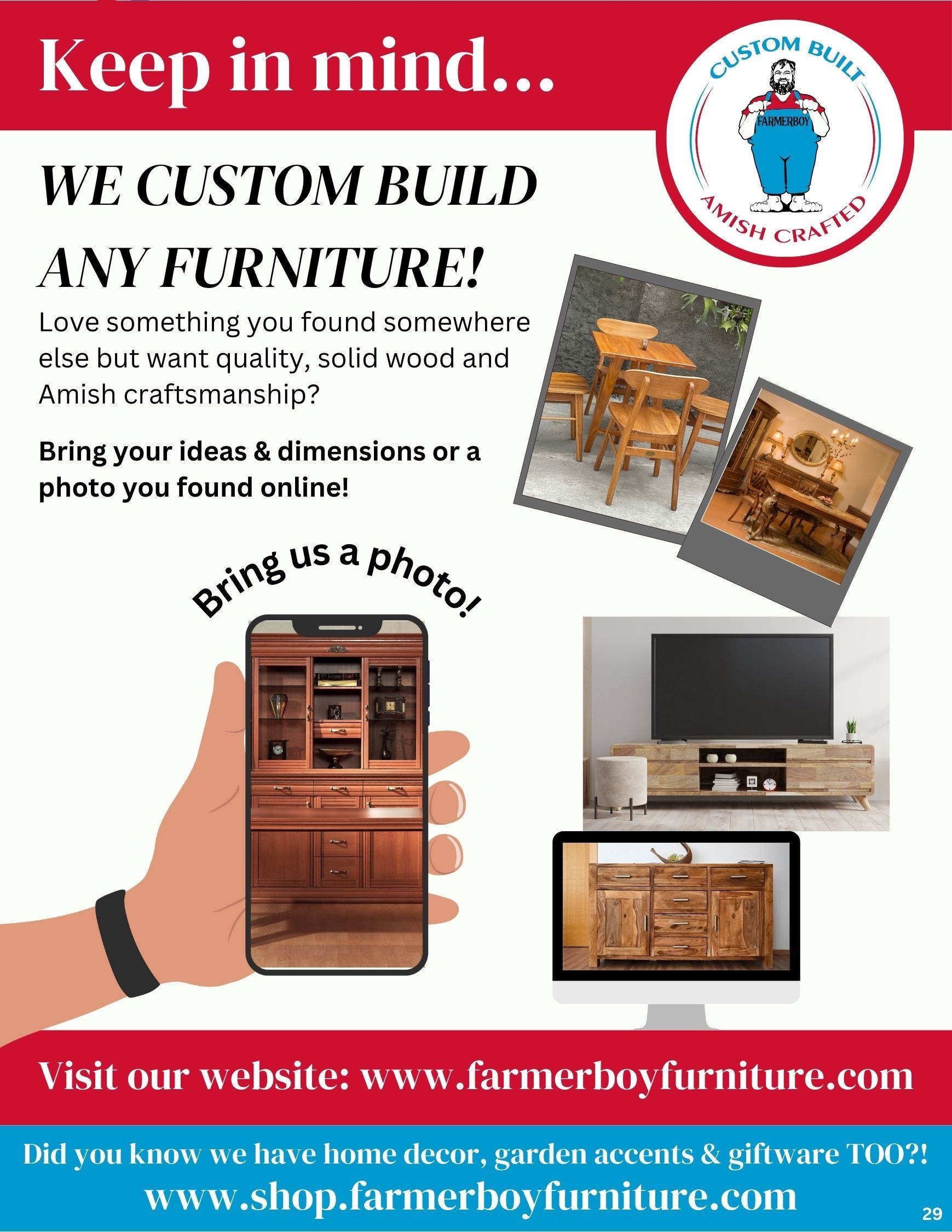 Farmer Boy Furniture amish made furniture 2025 catalog