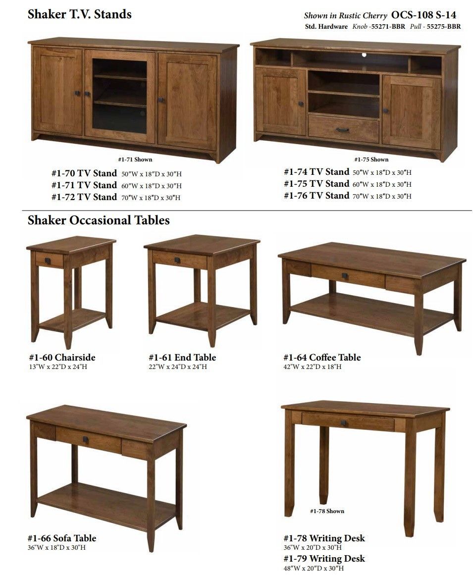 Shaker style living room furniture coffee table end table tv stand entertainment amish shaker furniture quick ship Shaker style living room furniture coffee table end table tv stand entertainment amish shaker furniture quick ship
