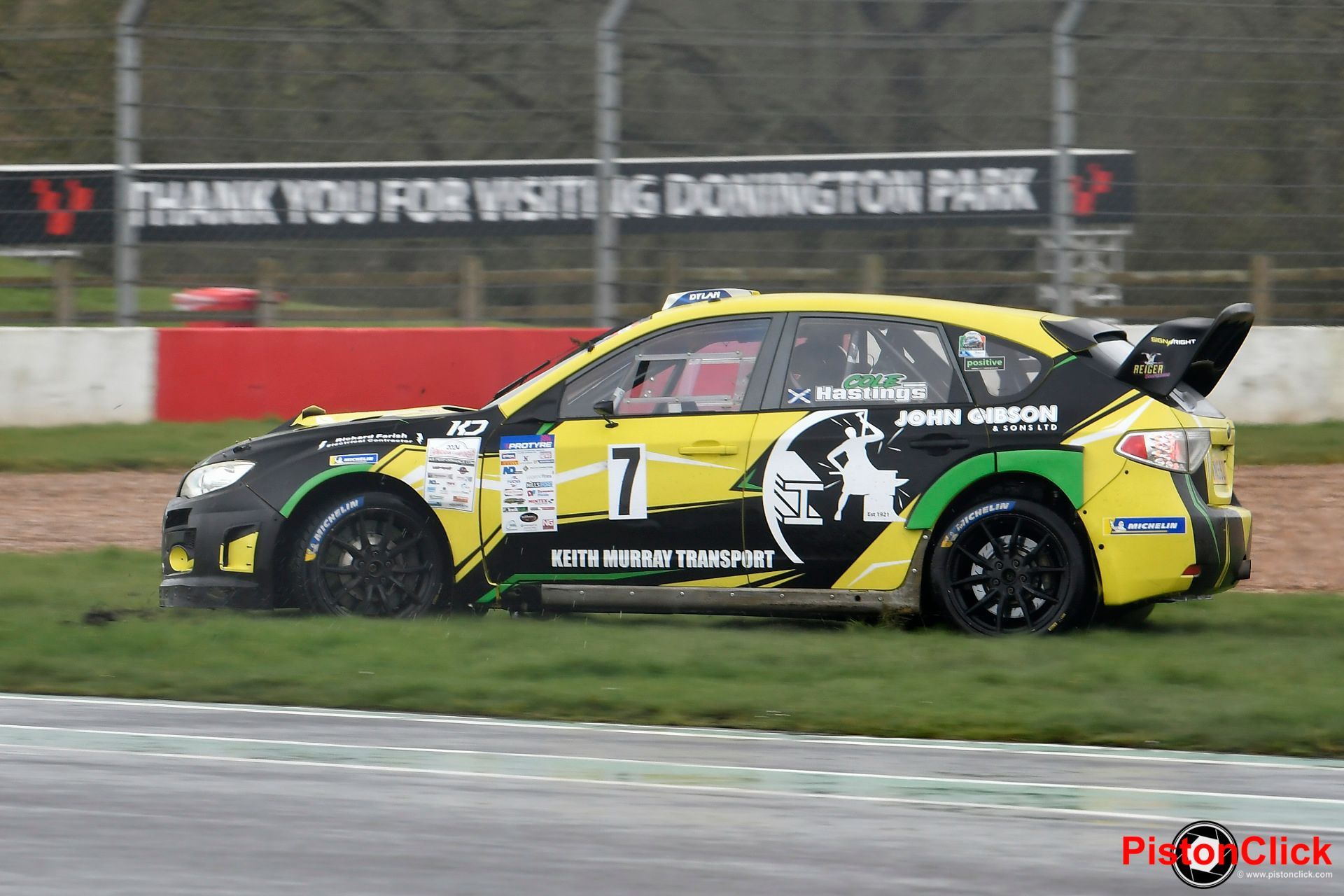 Lee Hastings in the Subaru Impreza at the Dukeries Rally 2024 Donington Park