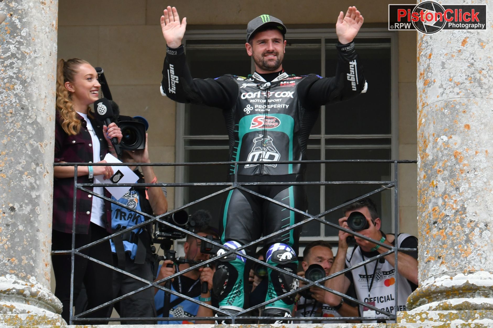 Michael Dunlop at the Goodwood Festival of Speed being presented as the most successful rider in Isle of Man TT history.