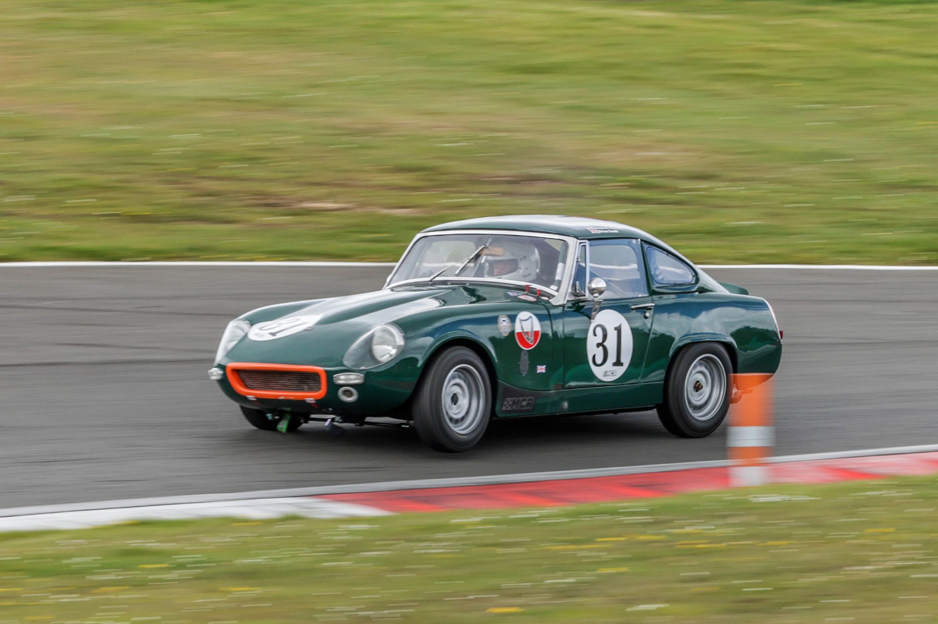 Dominic Mooney extracting the max from his MG Ashley GT at the Cadwell Park meeting.