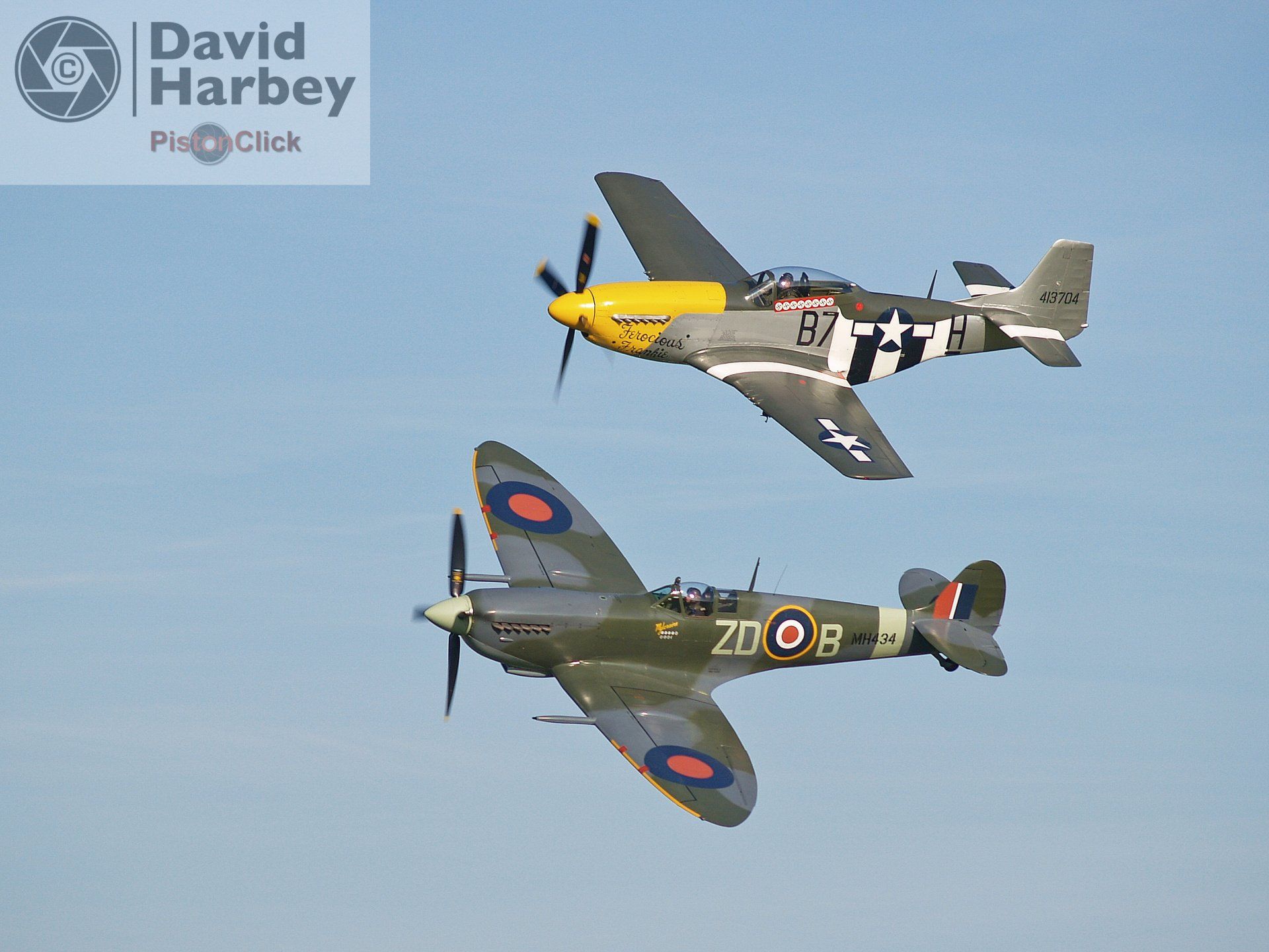 Spitfire and mustang at The Goodwood Revival