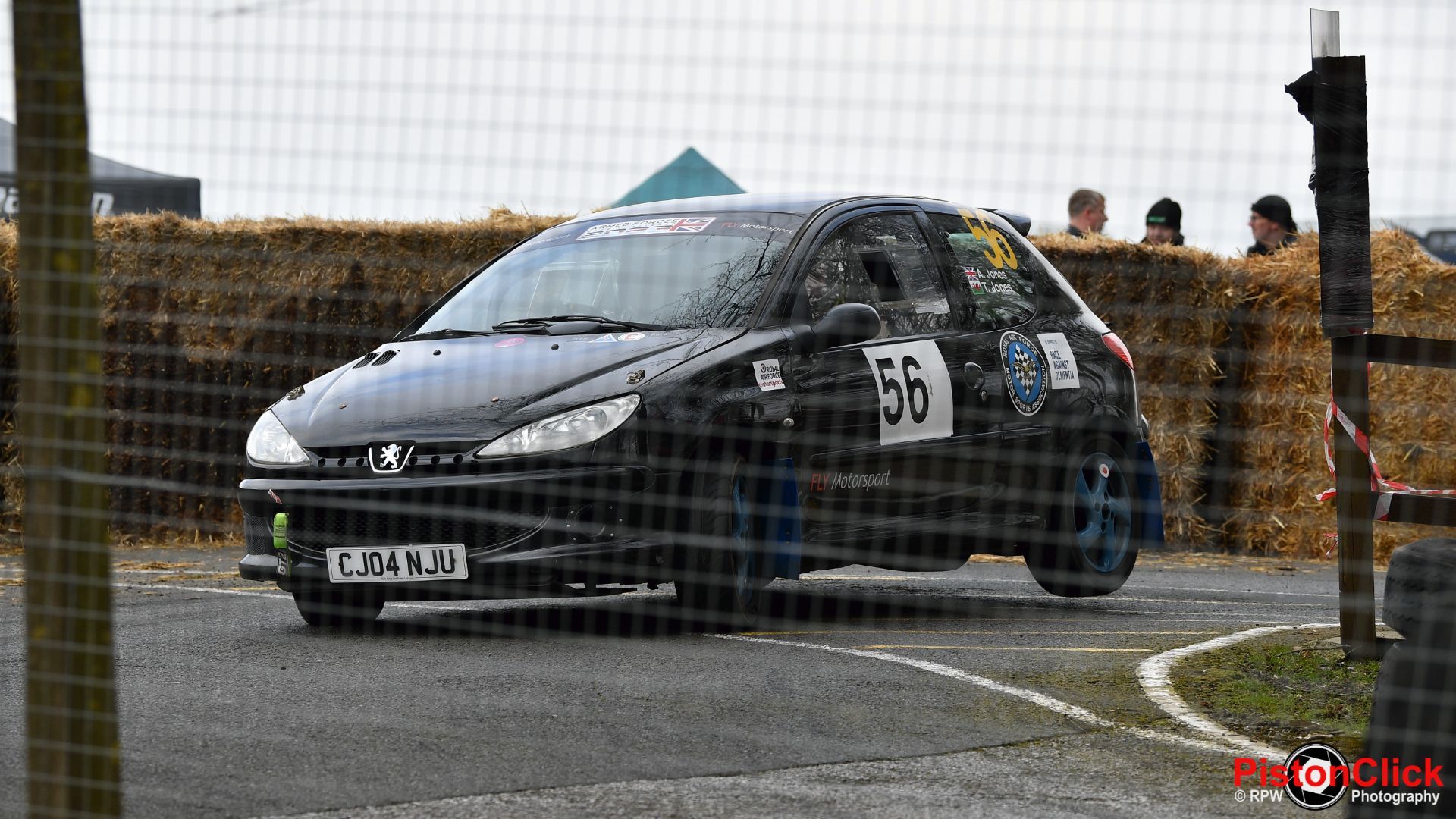Adam Jones and Tom Jones in a Peugeot 206 GTi 180 rally car representing the Royal Air Force Motorsports Association