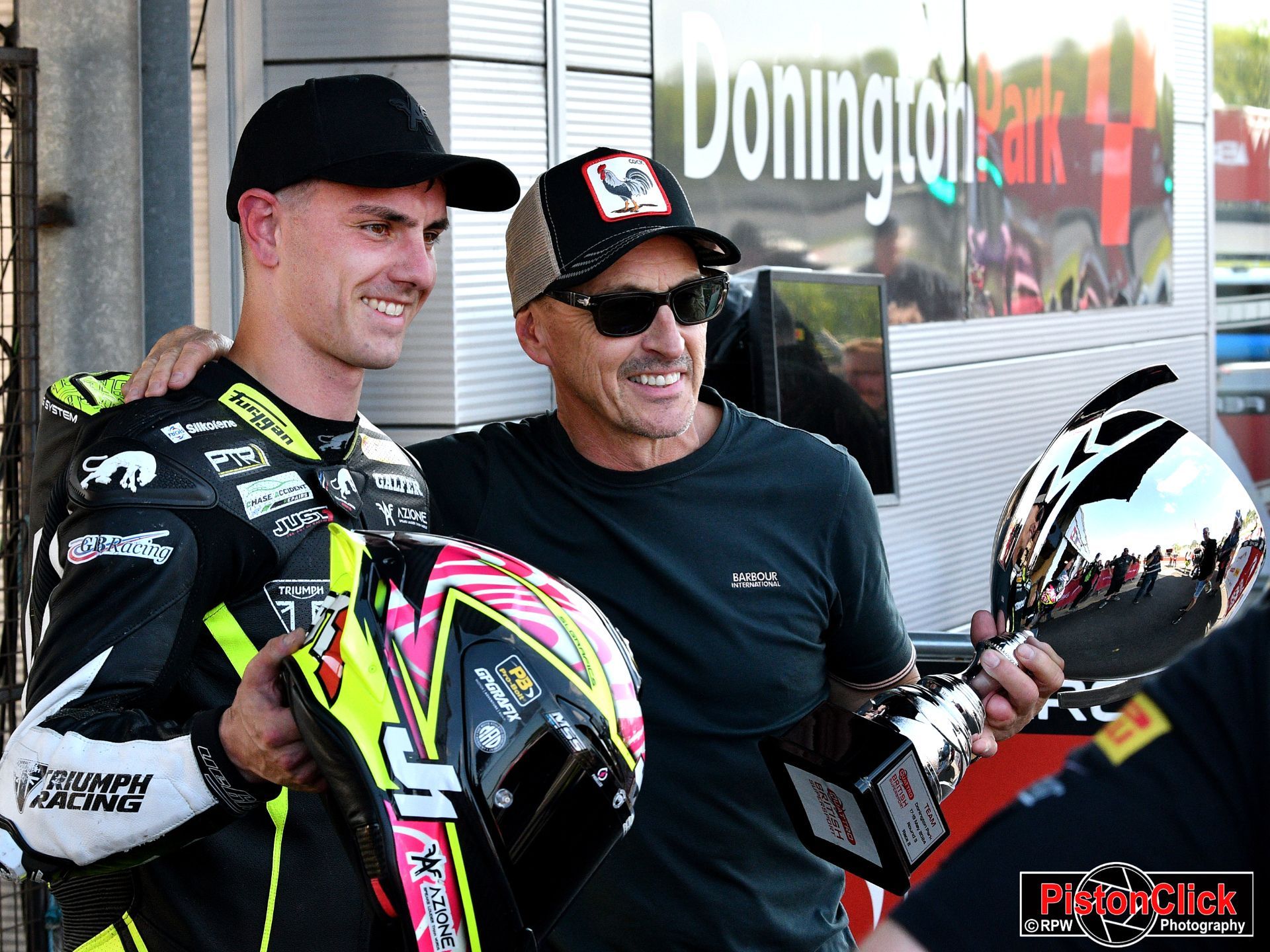 Jeremy McWilliams mentoring Tom Booth-Amos at Donington Park