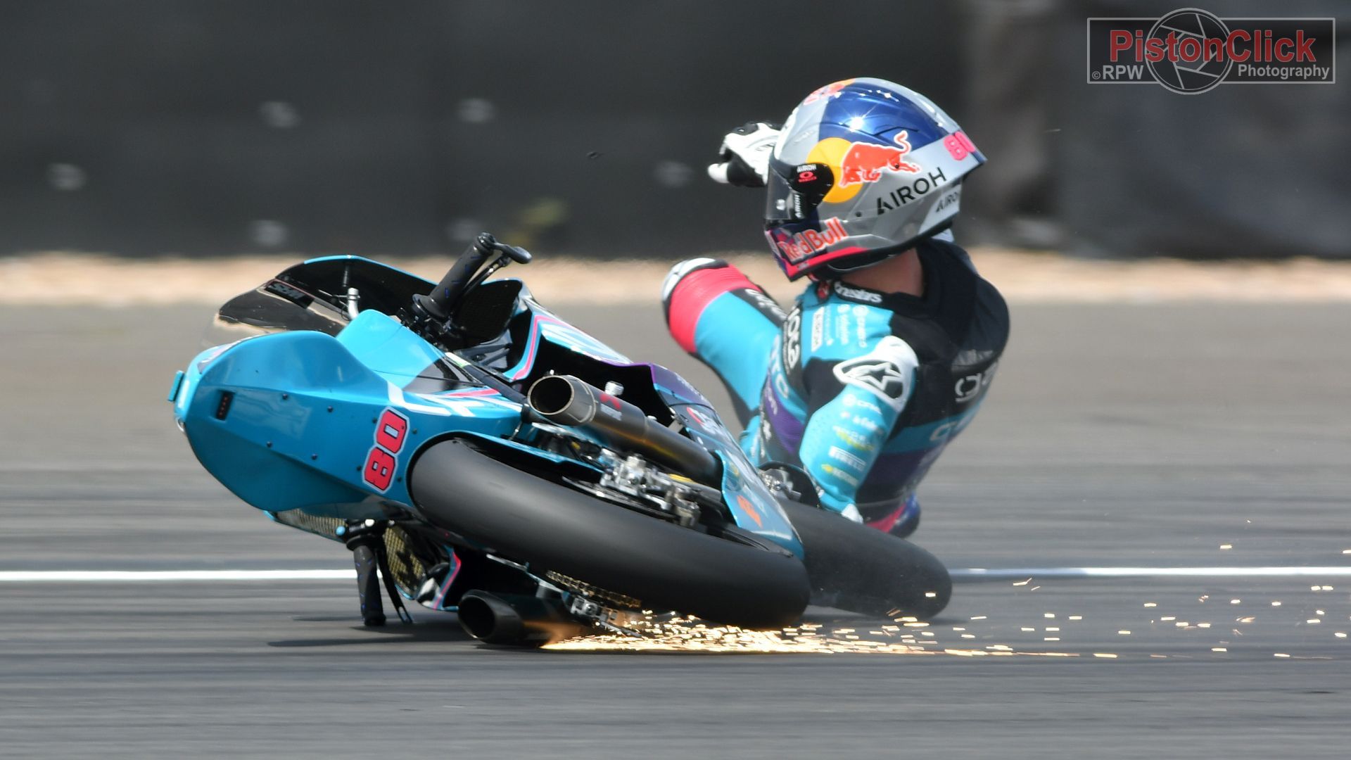 Moto2 crashes at the British round of the MotoGP Silverstone