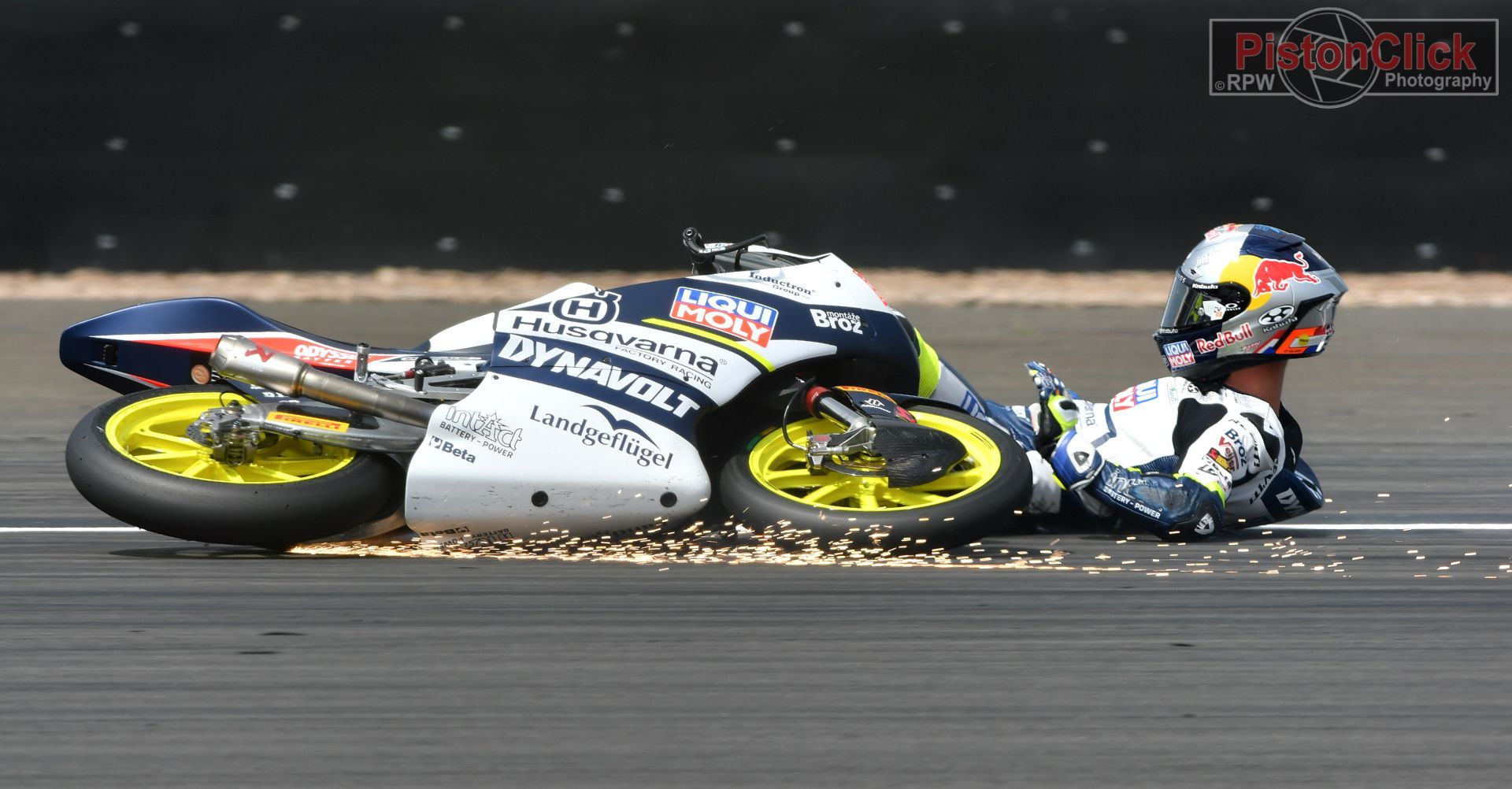 Moto2 crashes at the British round of the MotoGP Silverstone